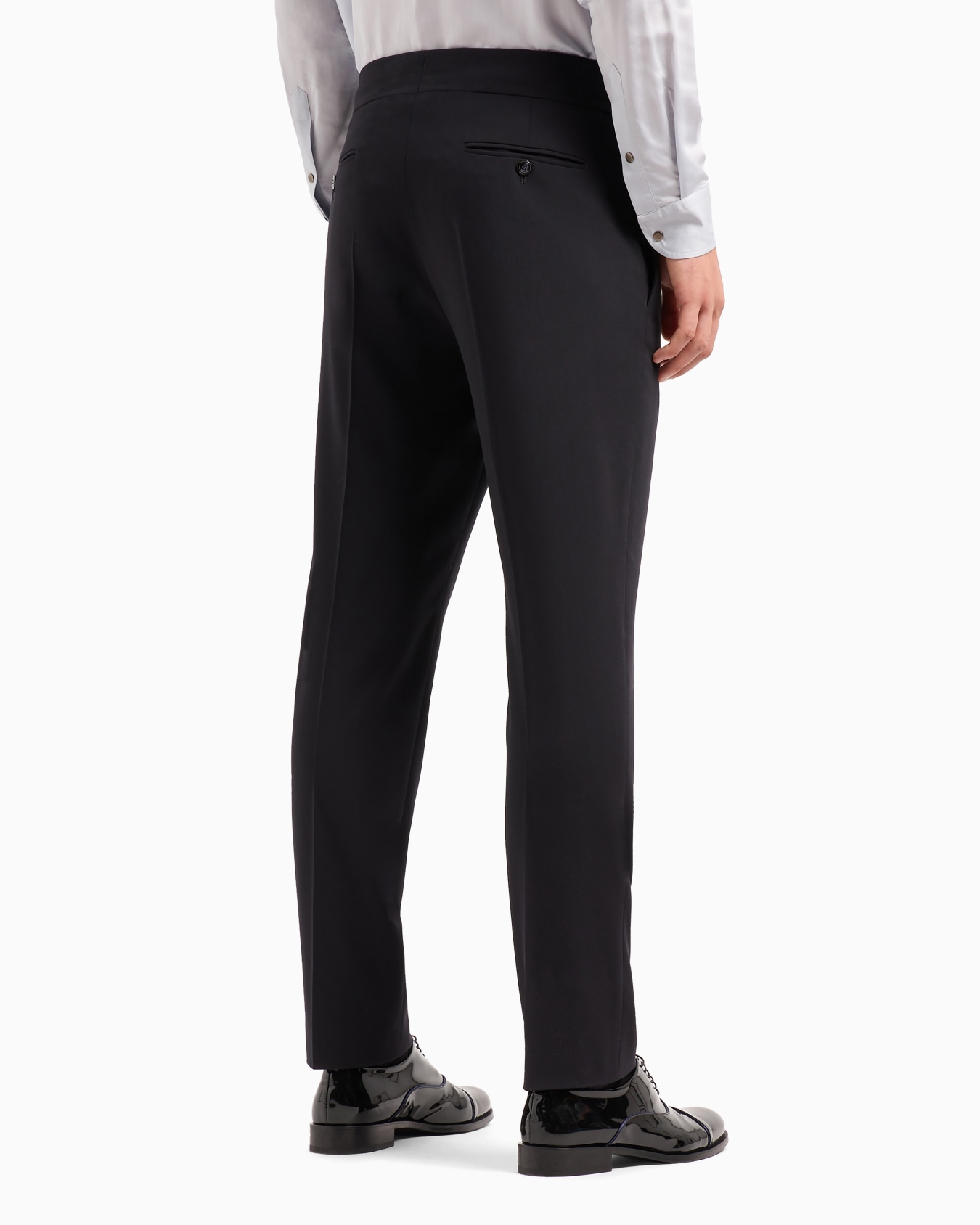 Wool crêpe flat-front trousers Diapositiva 2