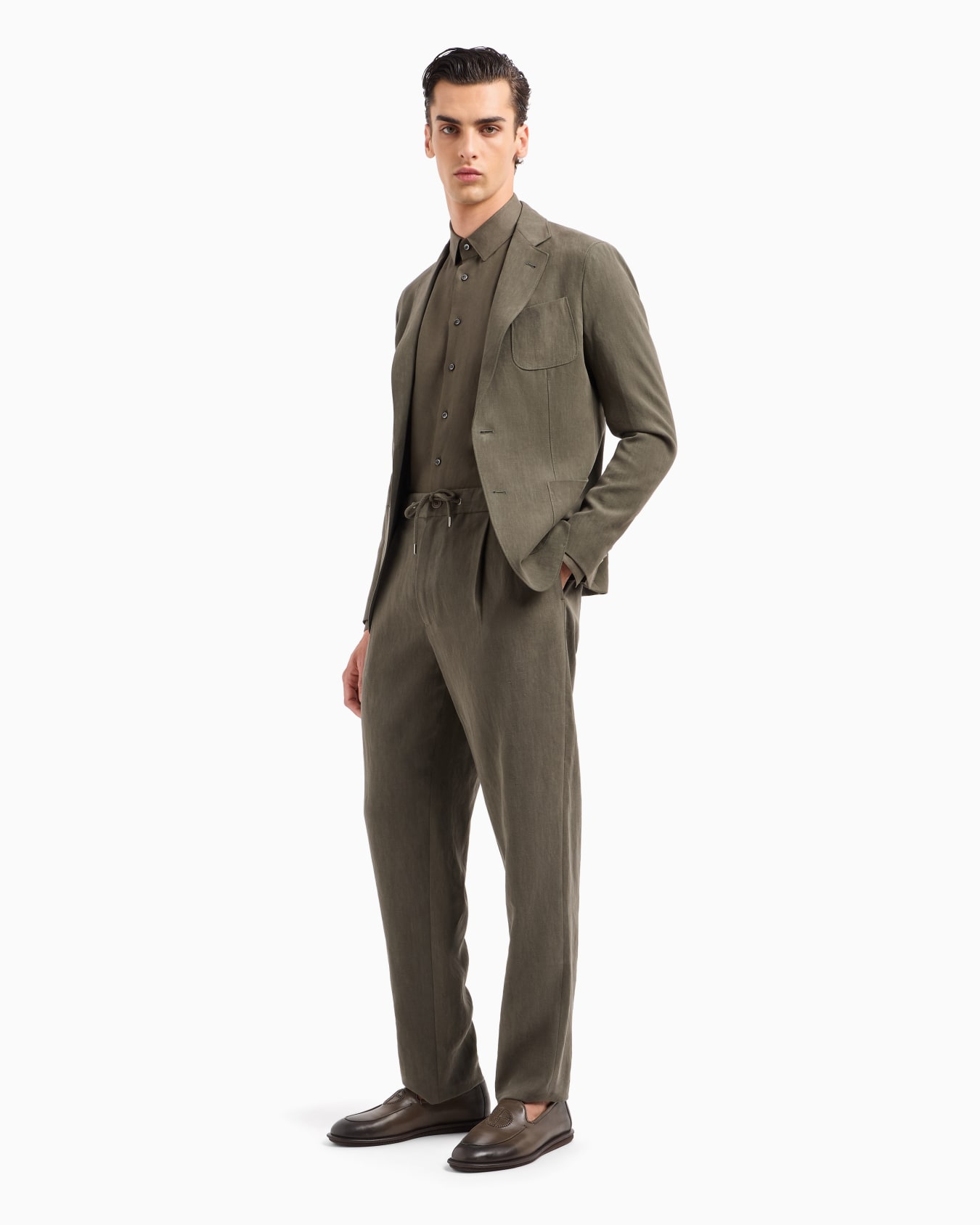 Single-dart, pure linen canvas trousers Slide 3