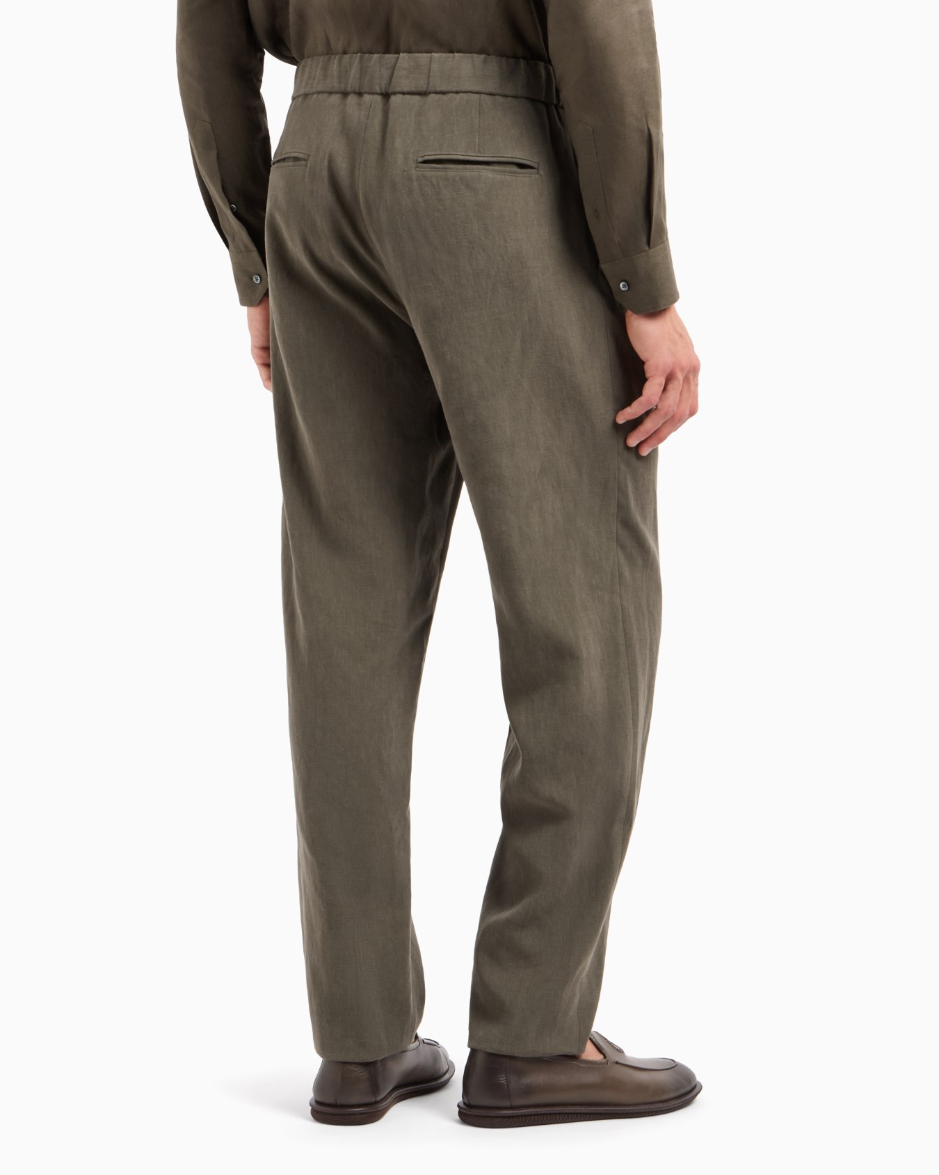 Single-dart, pure linen canvas trousers Slide 2