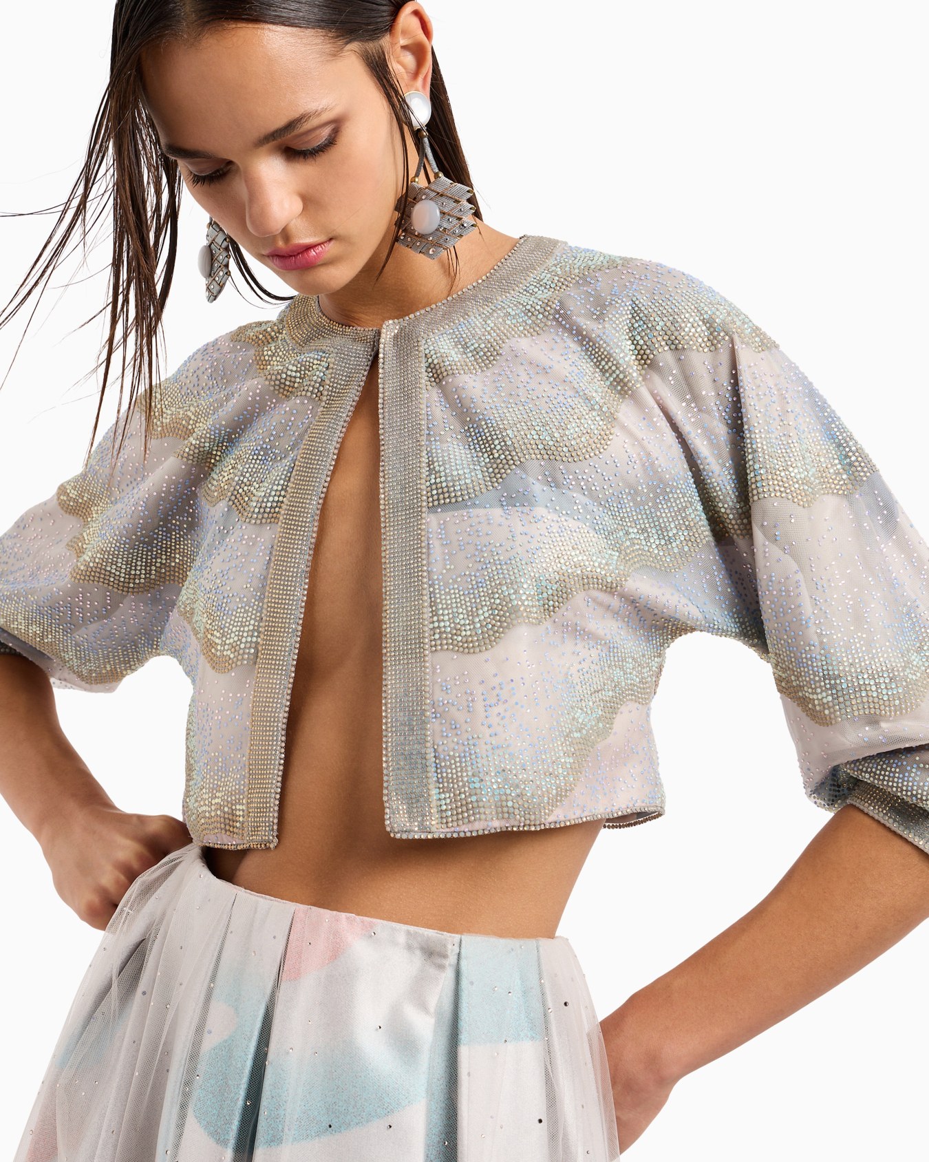 Short tulle jacket with crystals Slide 6