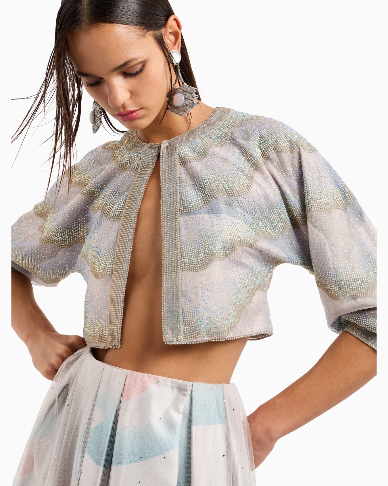 Short tulle jacket with crystals Slide 5