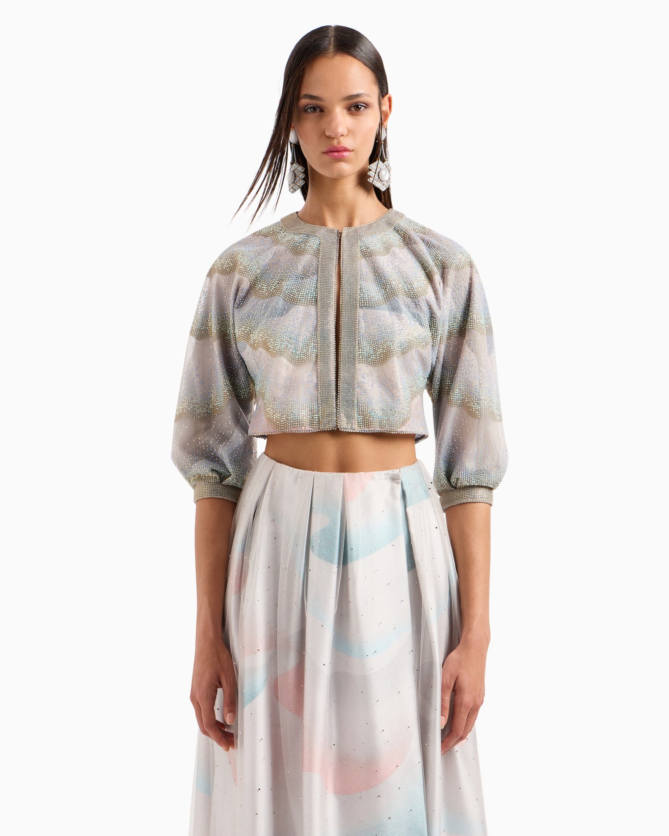 Short tulle jacket with crystals Slide 1
