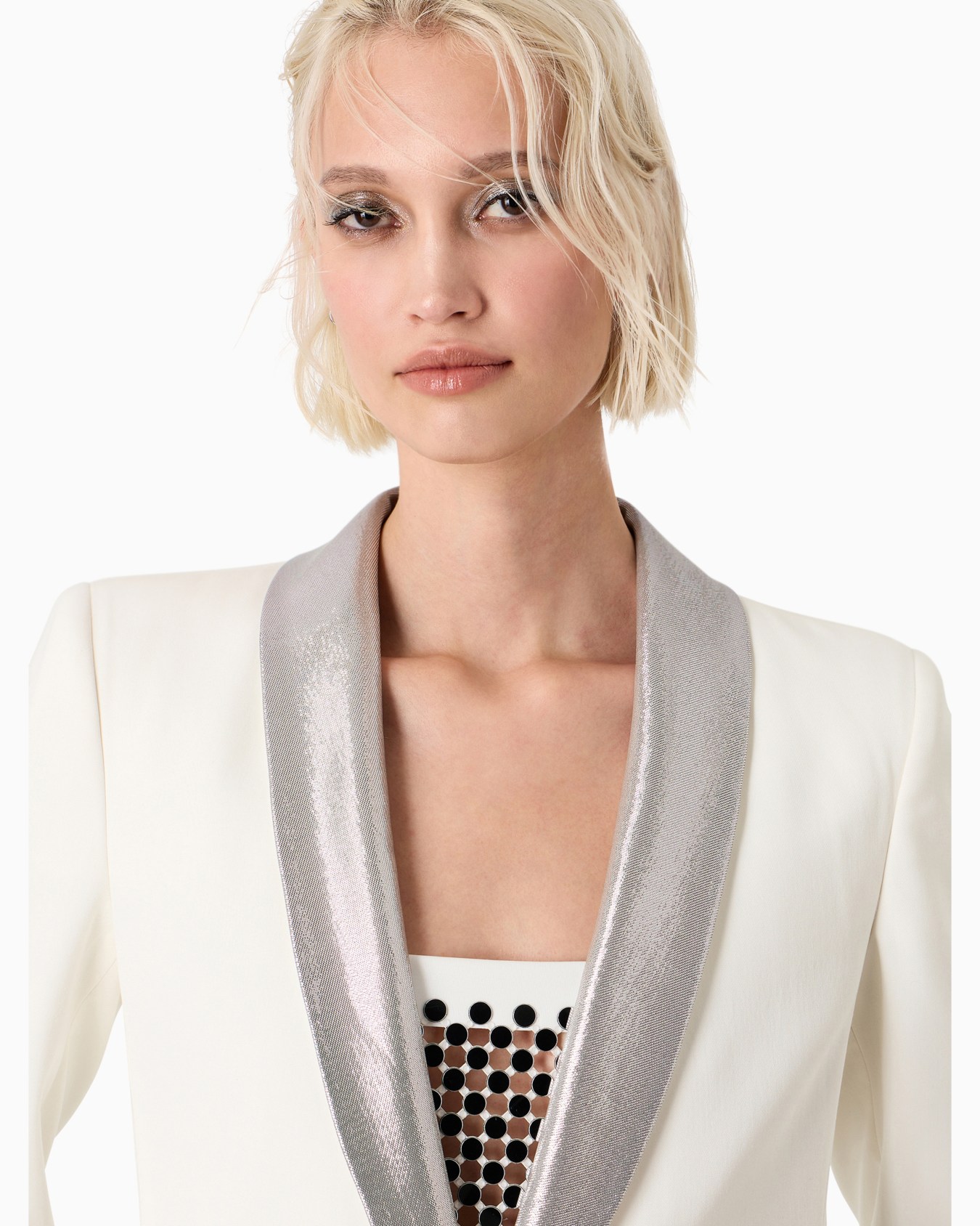 Long single-breasted jacket in viscose and wool gabardine Diapositiva 4