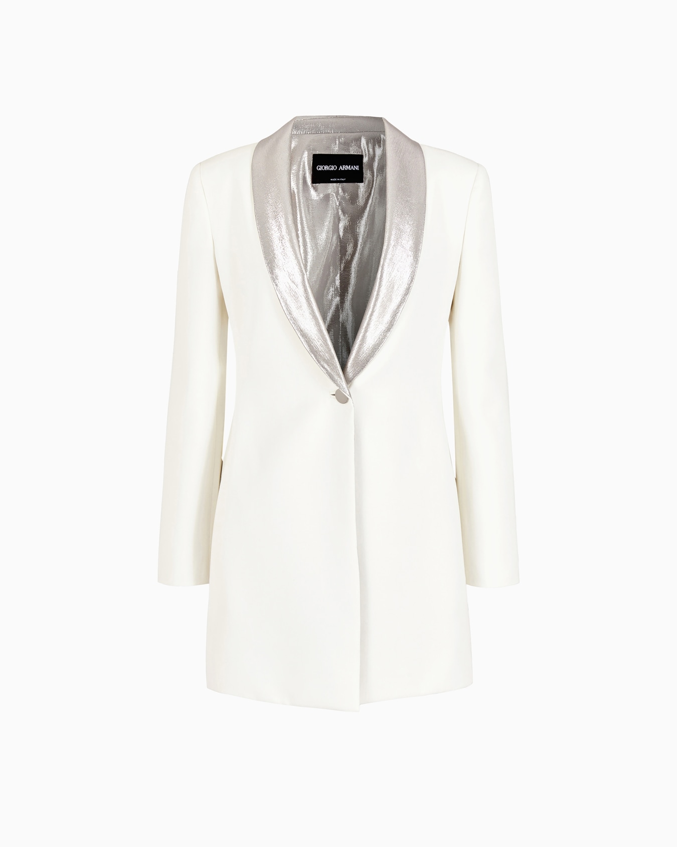 Long single-breasted jacket in viscose and wool gabardine Diapositiva 0