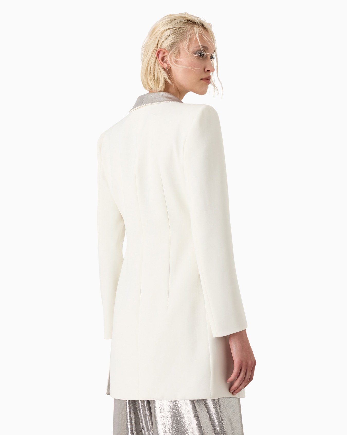 Long single-breasted jacket in viscose and wool gabardine Diapositiva 2