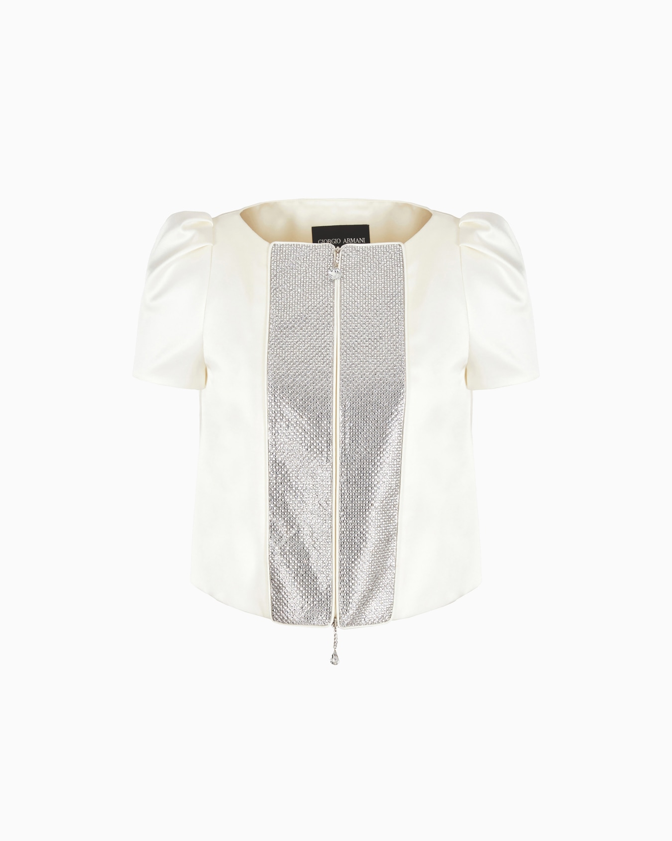 Short silk jacket with rhinestone pavé Slide 0