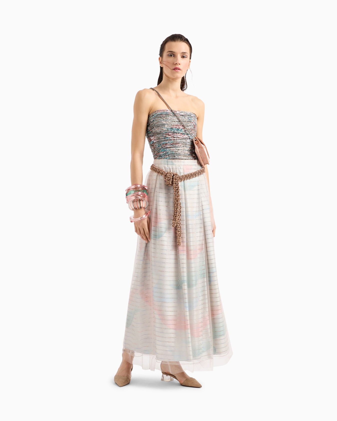 Long skirt with gradient print and rhinestones Slide 2