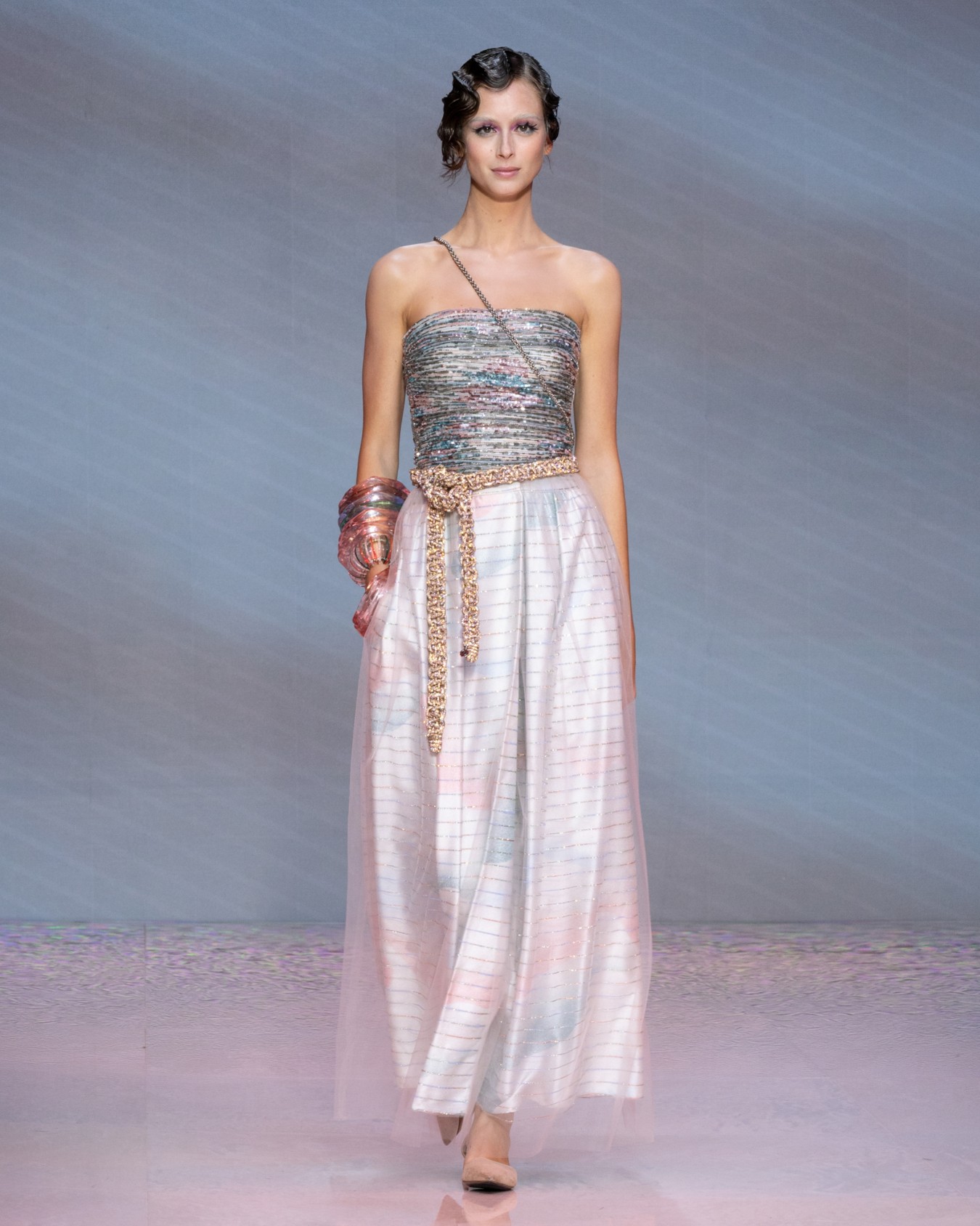 Jupe longue avec imprimé ombré et strass Diapositive 7
