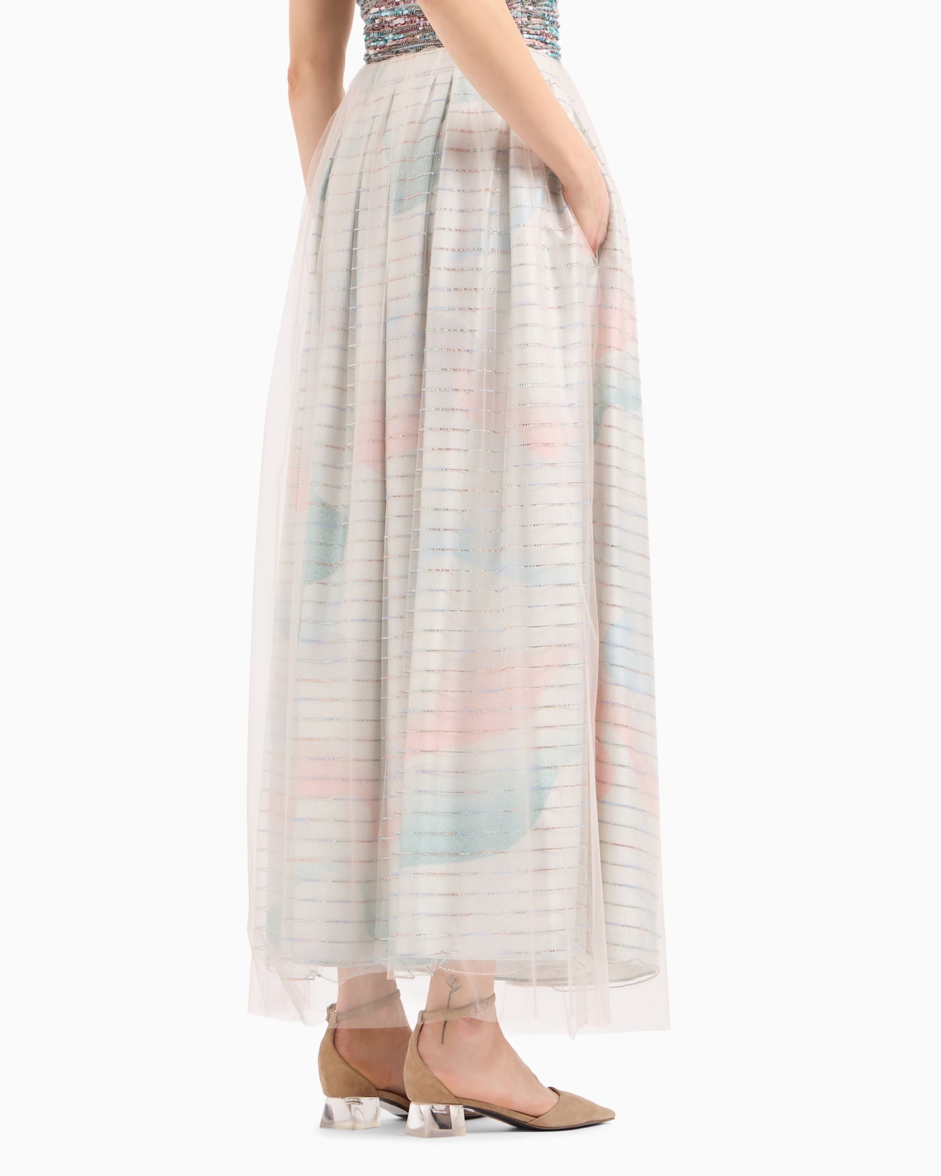 Long skirt with gradient print and rhinestones Slide 3