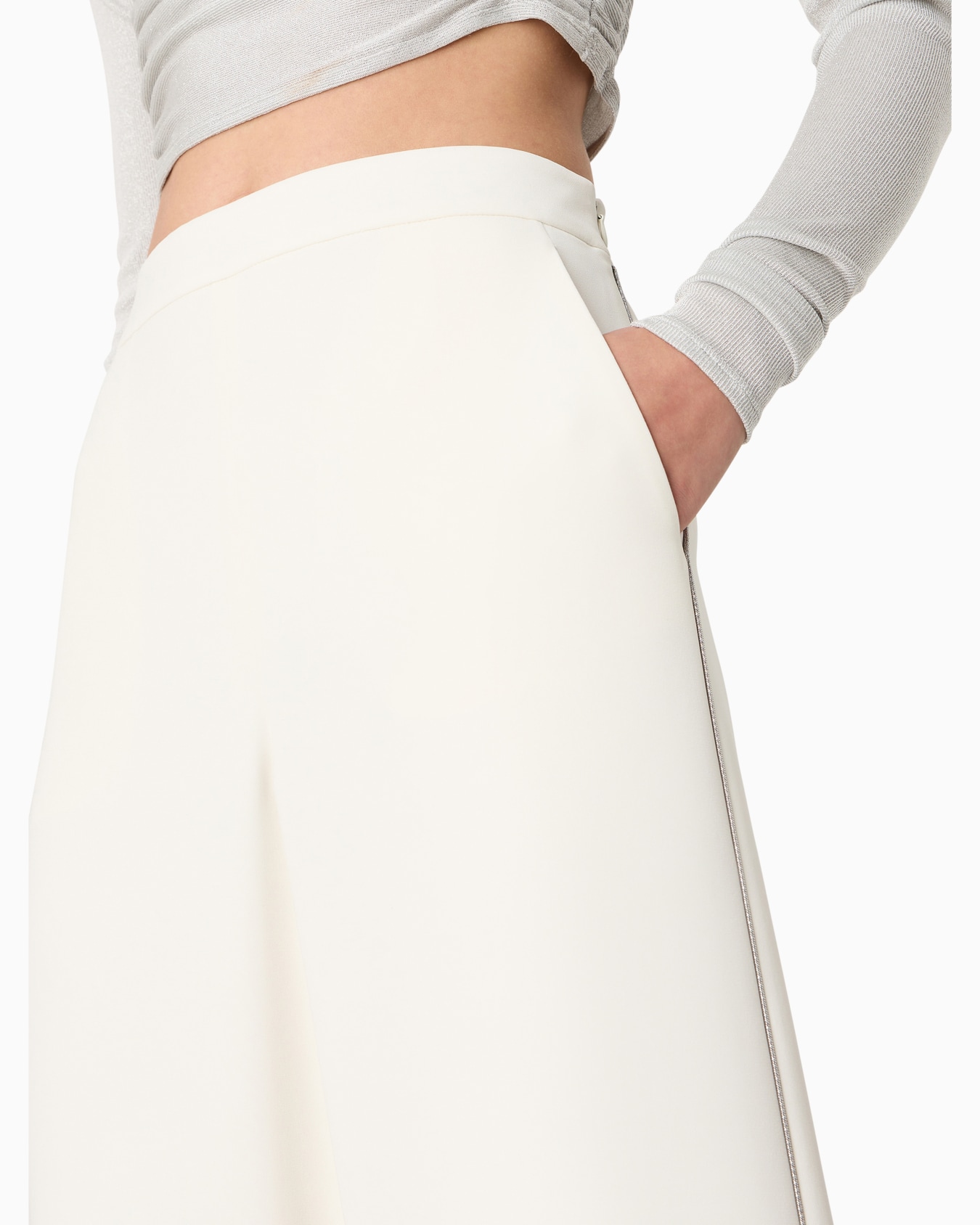 Silk cady wide-legged trousers Diapositiva 4