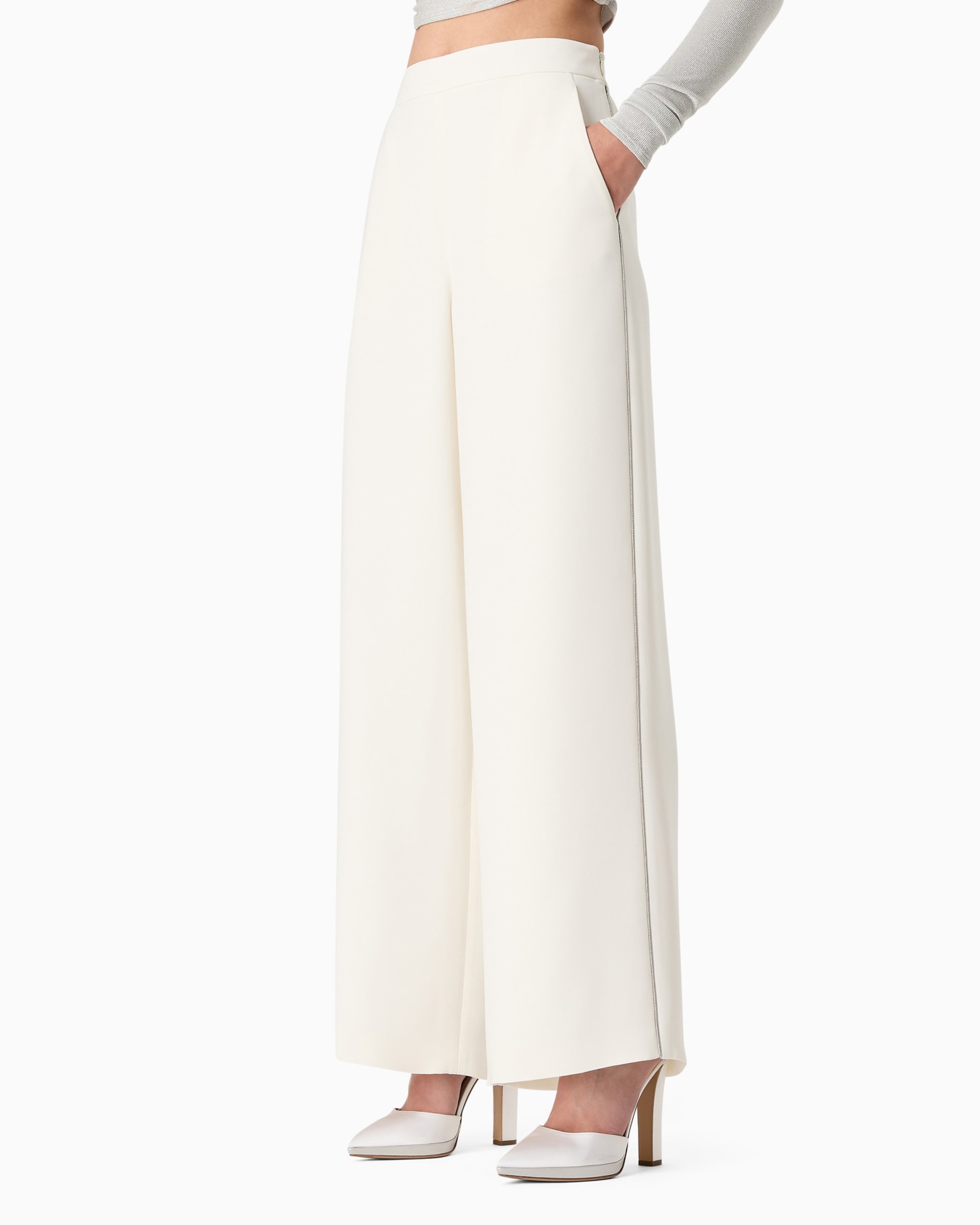 Silk cady wide-legged trousers Diapositiva 1