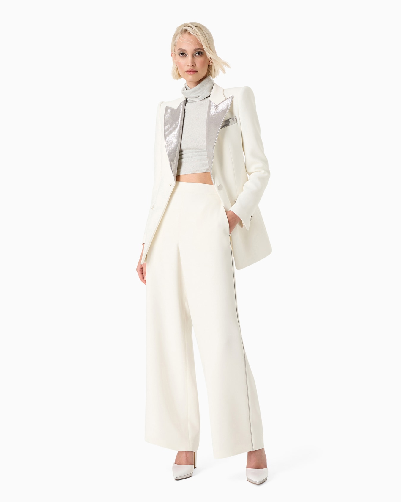 Silk cady wide-legged trousers Diapositiva 3