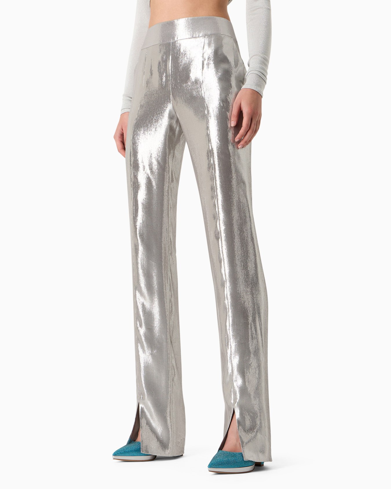 Silk and Lurex-blend trousers Slide 1