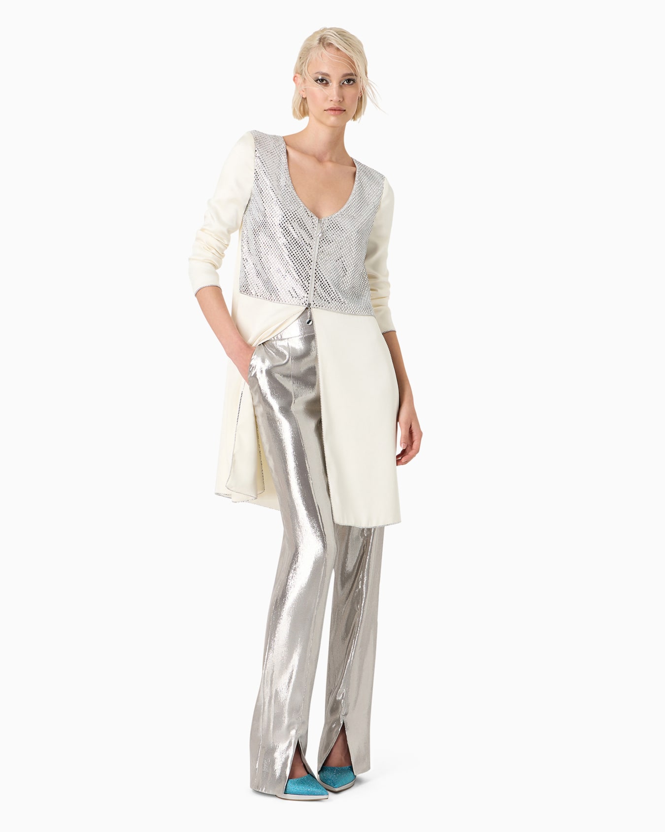 Silk and Lurex-blend trousers Slide 3