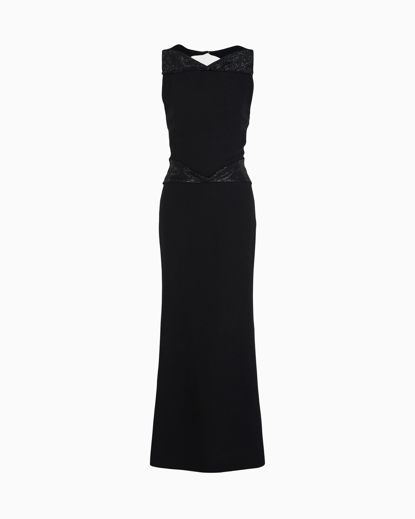 Long dress in silk cady with rhinestone details Diapositiva 0