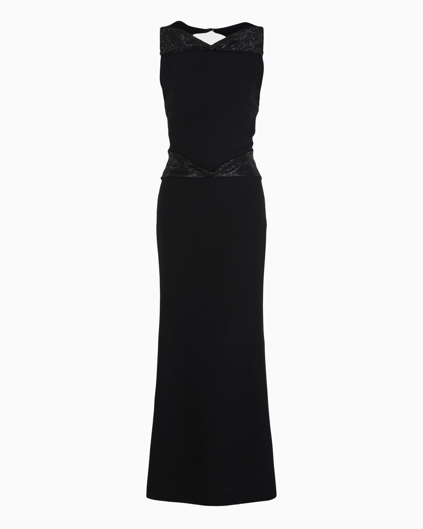 Vestido largo en cady de seda con detalles de strass Diapositiva 0
