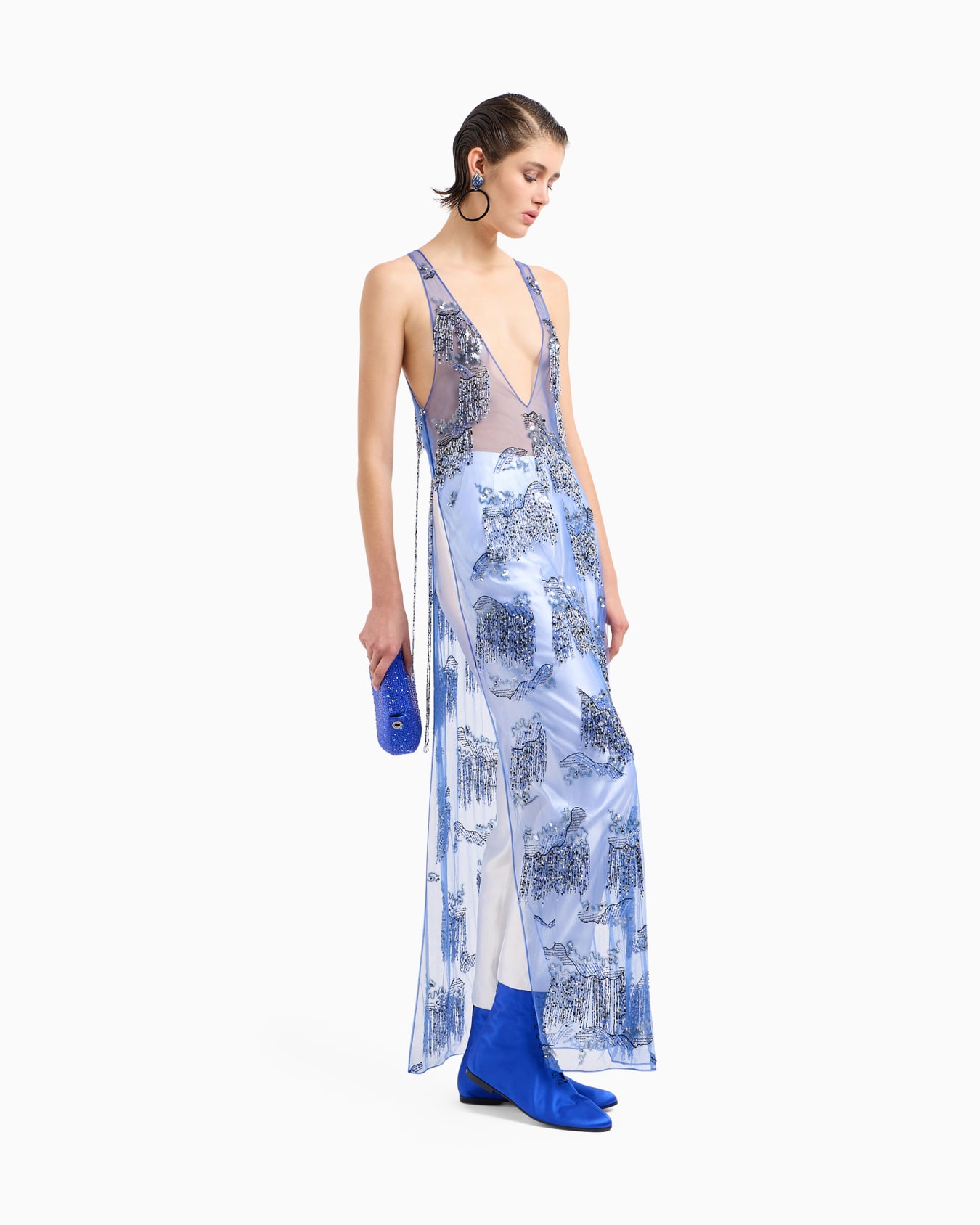Robe effet tunique en tulle brodé Diapositive 1