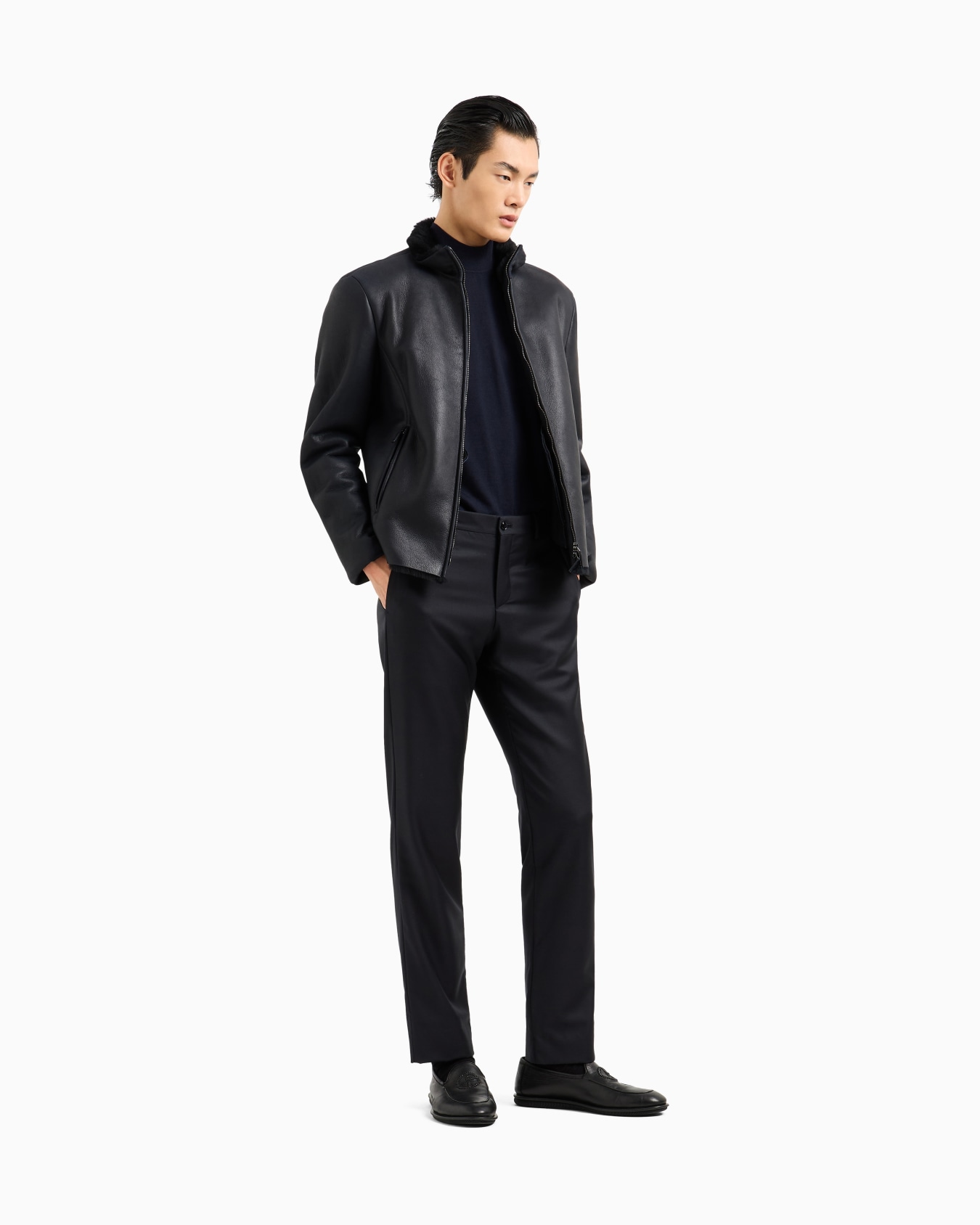 Blouson con zip in montone Slide 1