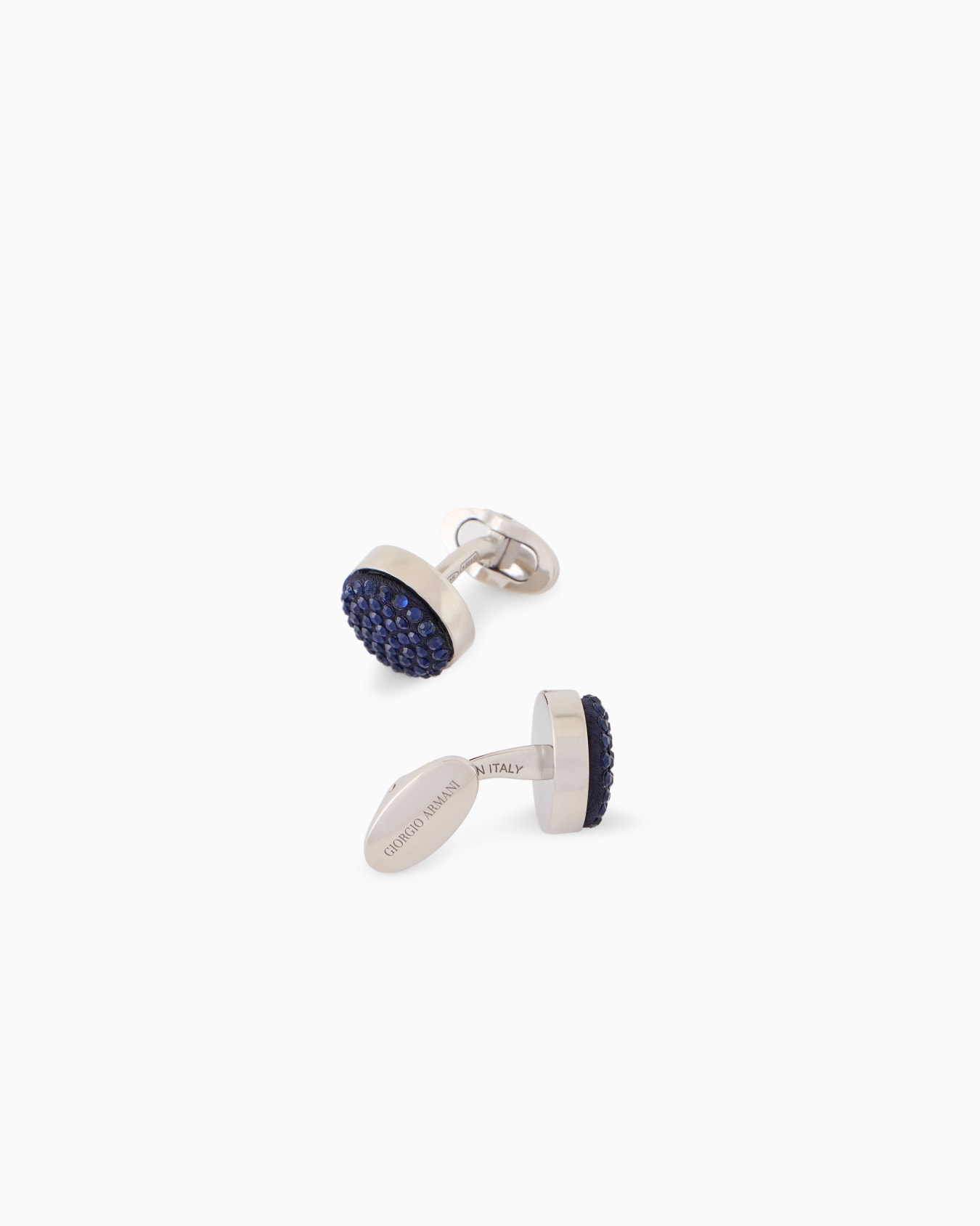 Gemelli in argento 925 con raso e cristalli Slide 1