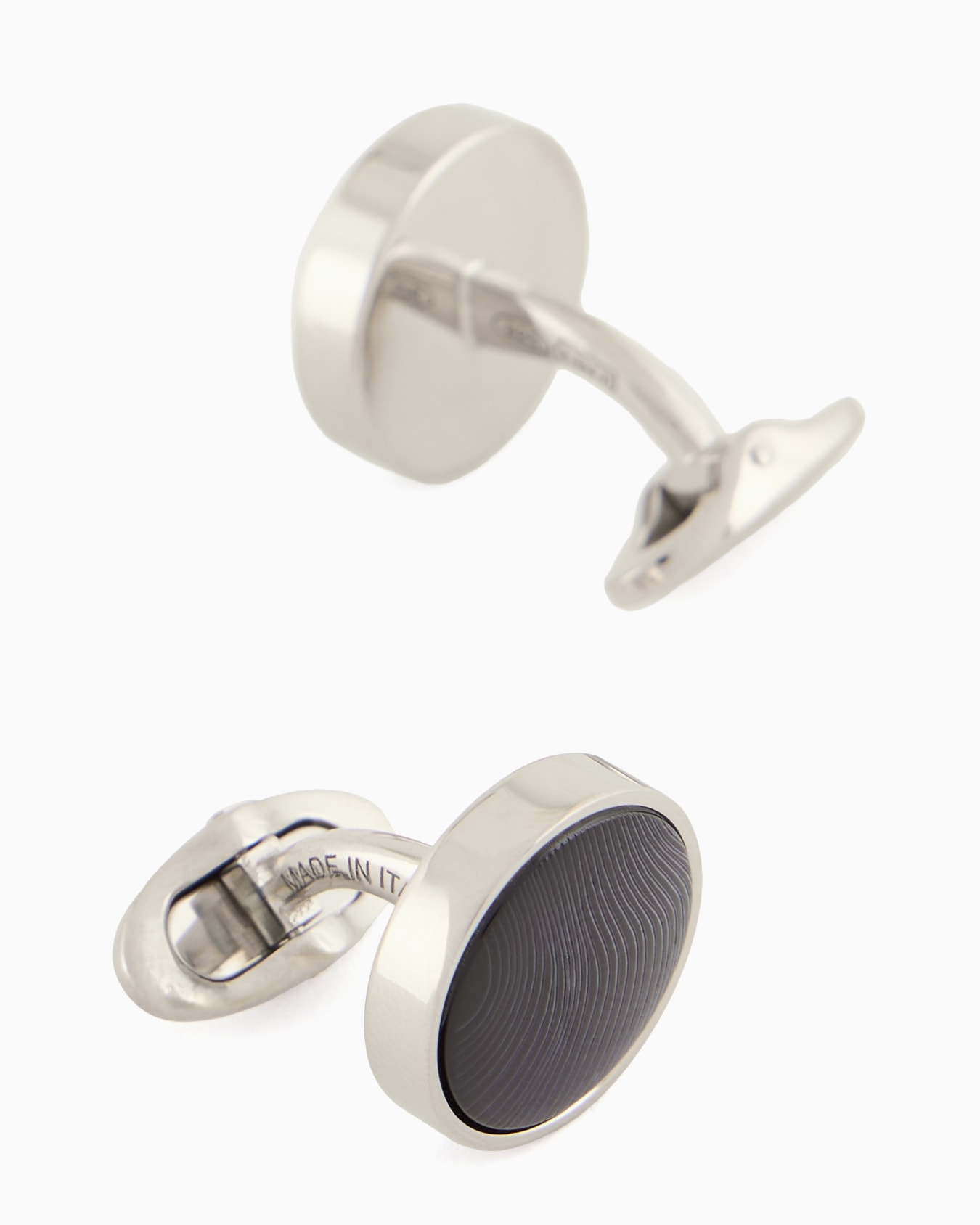 Sterling silver and mother of pearl round cufflinks Slide 1