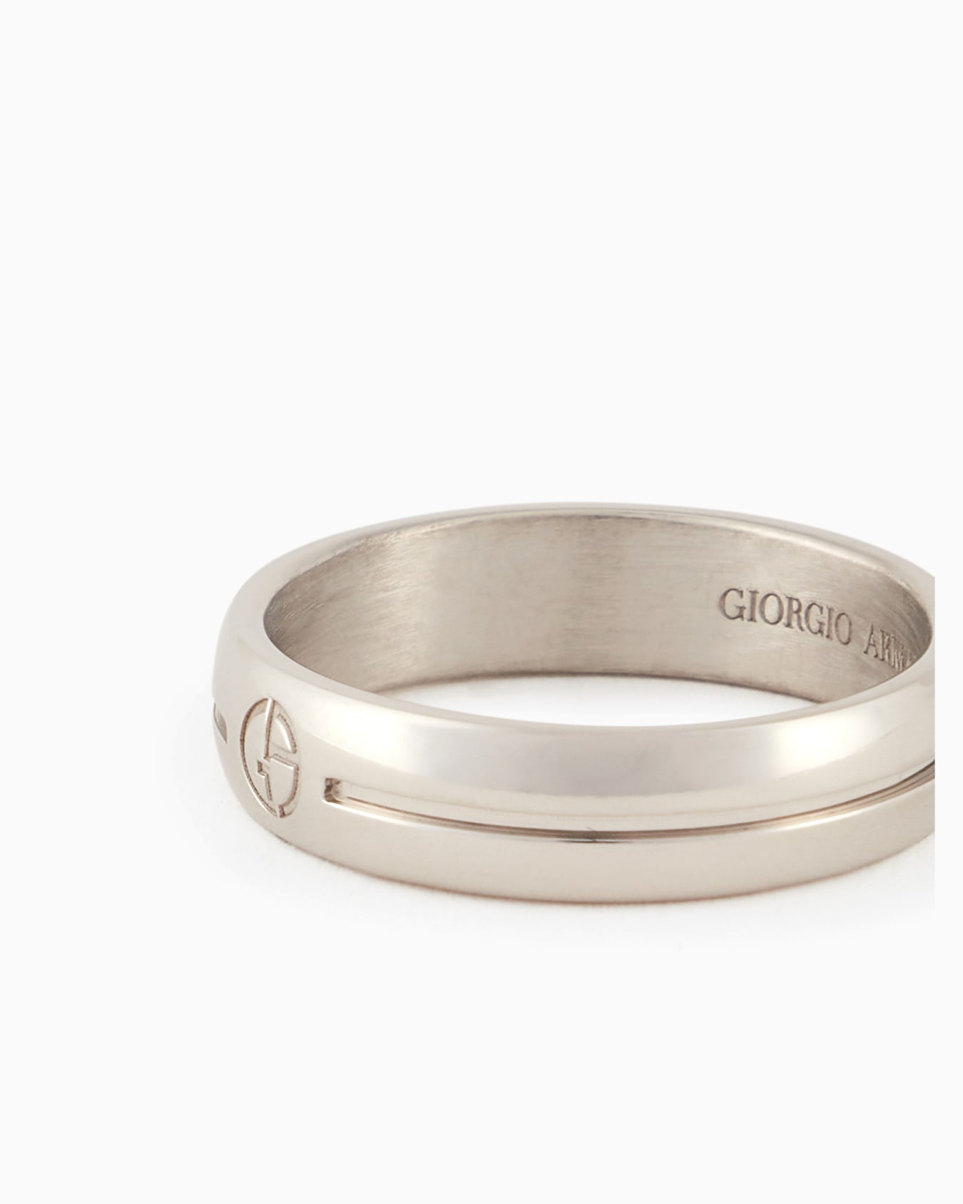 925 sterling silver ring with embossed logo Slide 1