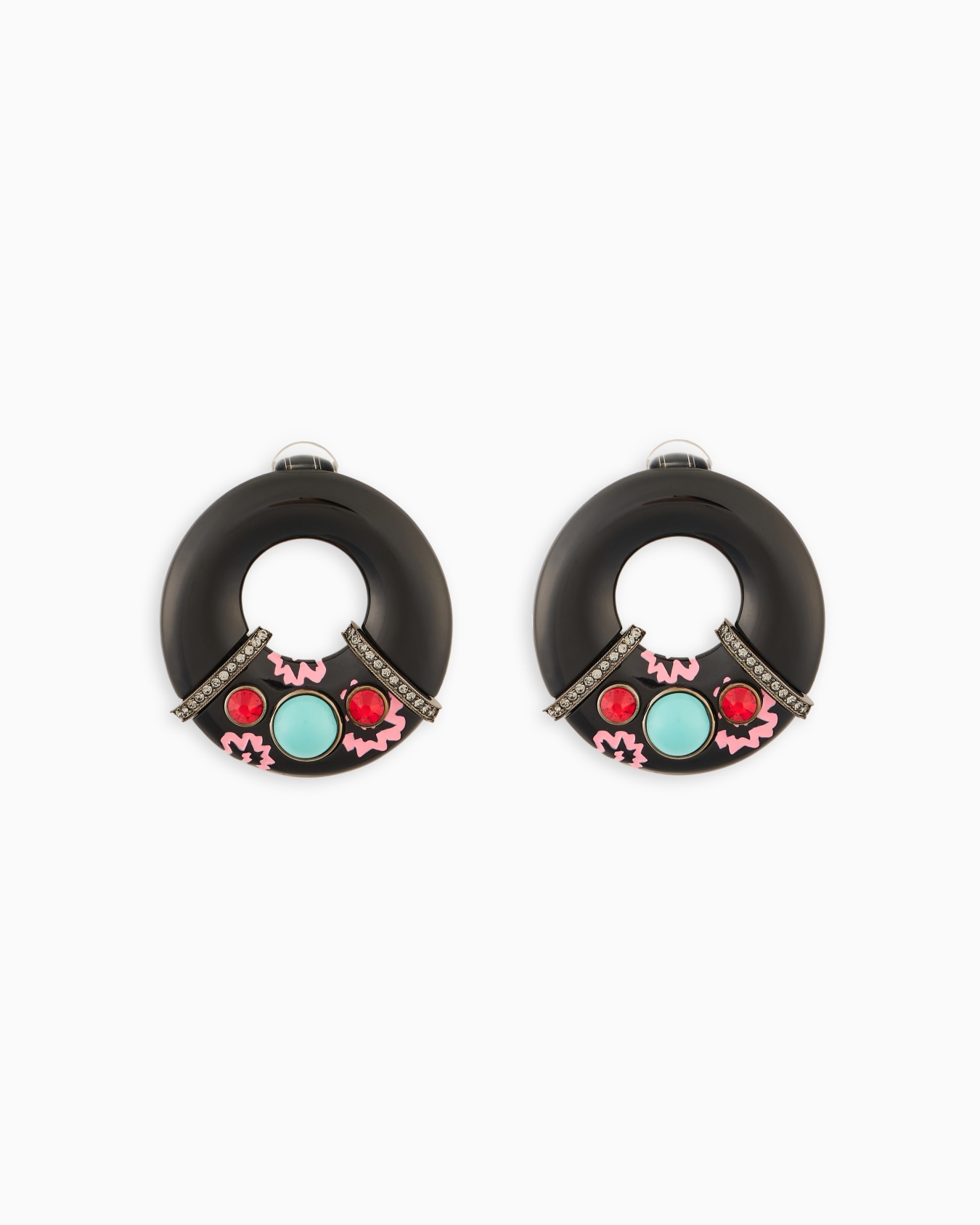 Round resin and crystal earrings Slide 0
