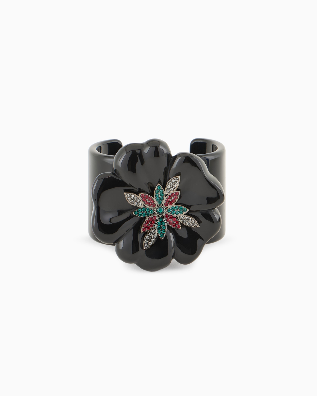 Bracelet rigide avec fleur et cristaux Swarovski Diapositive 0