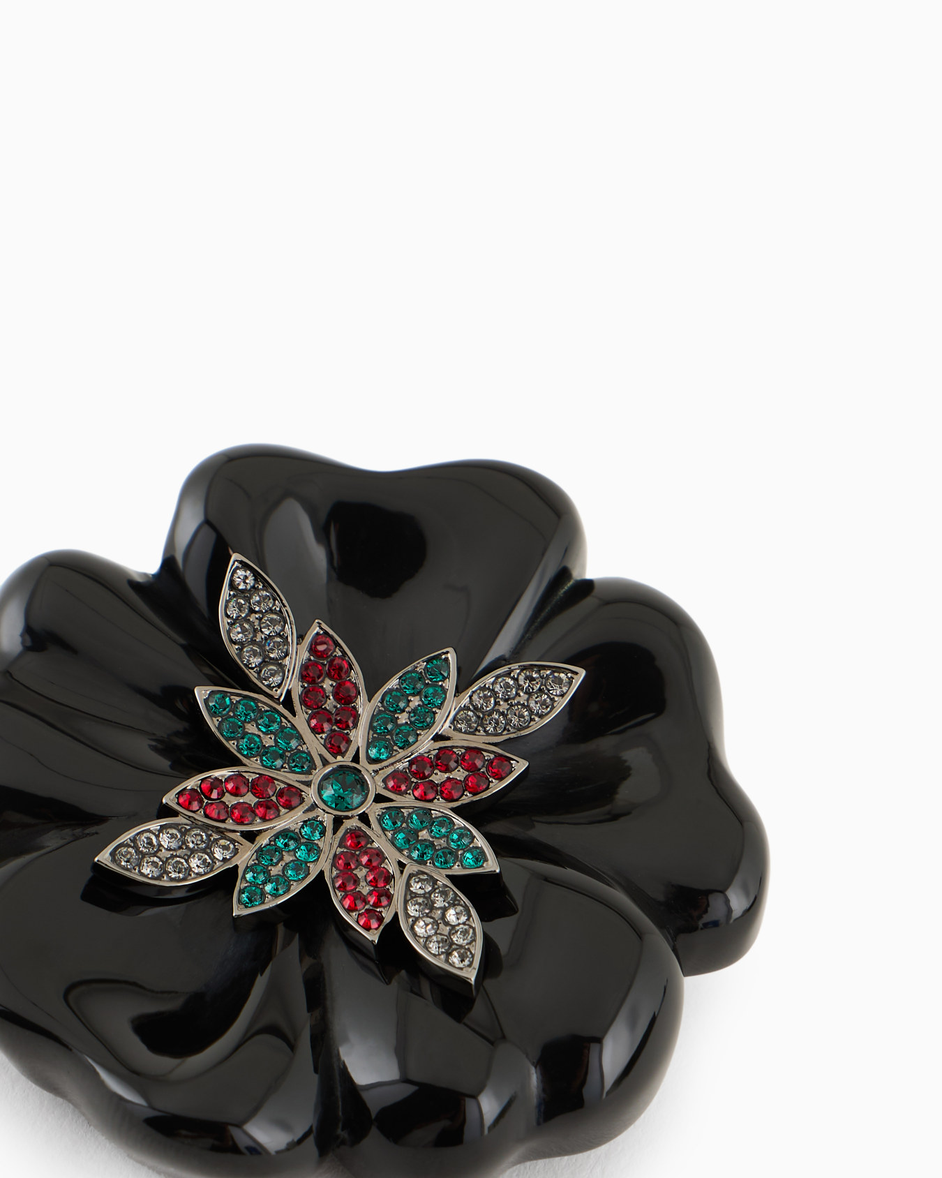 Swarovski crystal and resin flower-shaped brooch Slide 1
