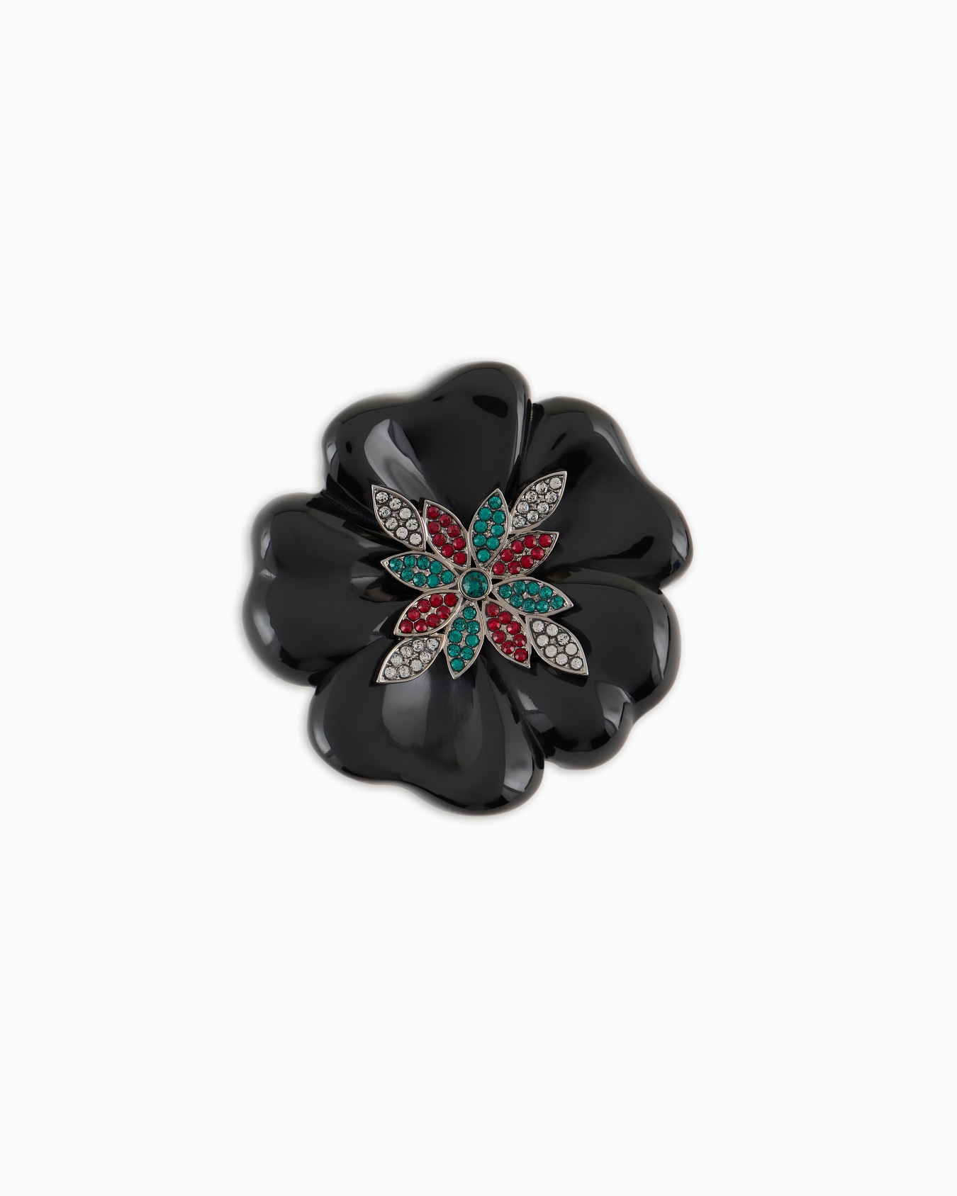Swarovski crystal and resin flower-shaped brooch Slide 0