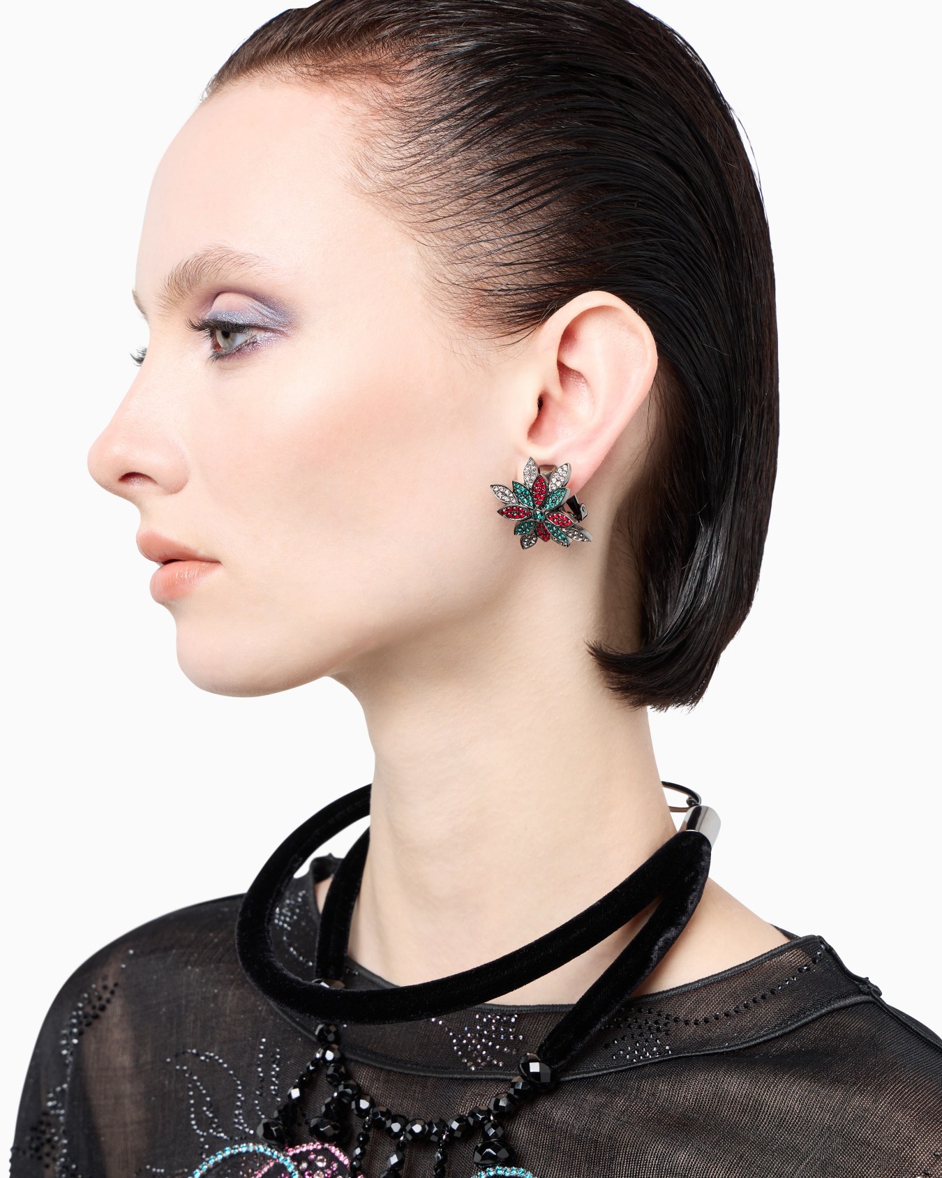 Swarovski crystal and metal clip earrings Slide 2