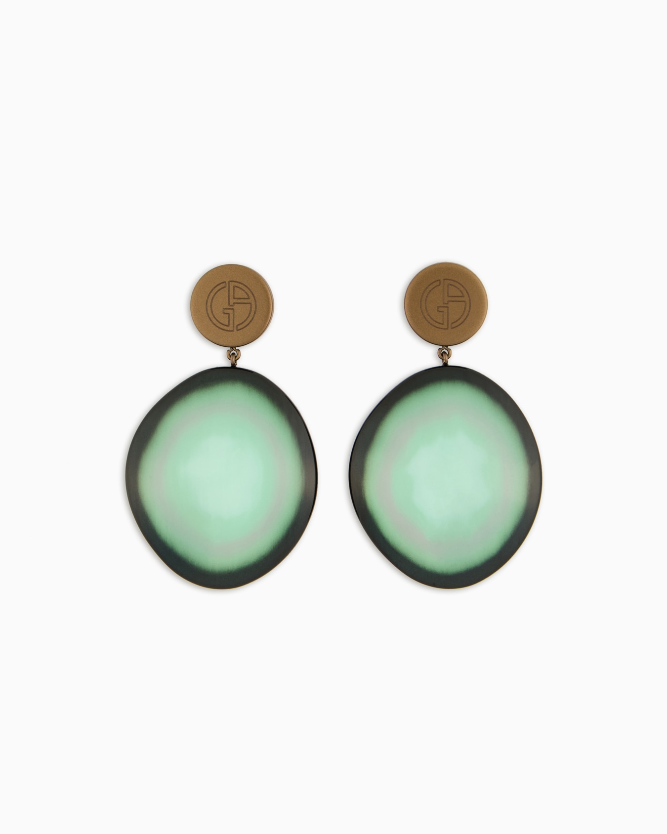 Clip-on earrings with oval resin pendant Slide 0