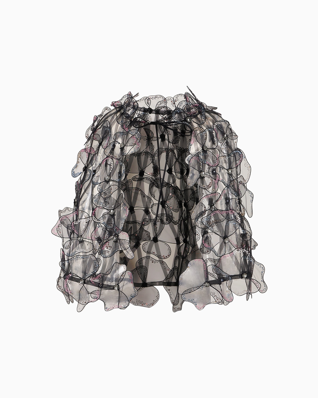 Tulle cape with applied flowers and Swarovski crystals Slide 0