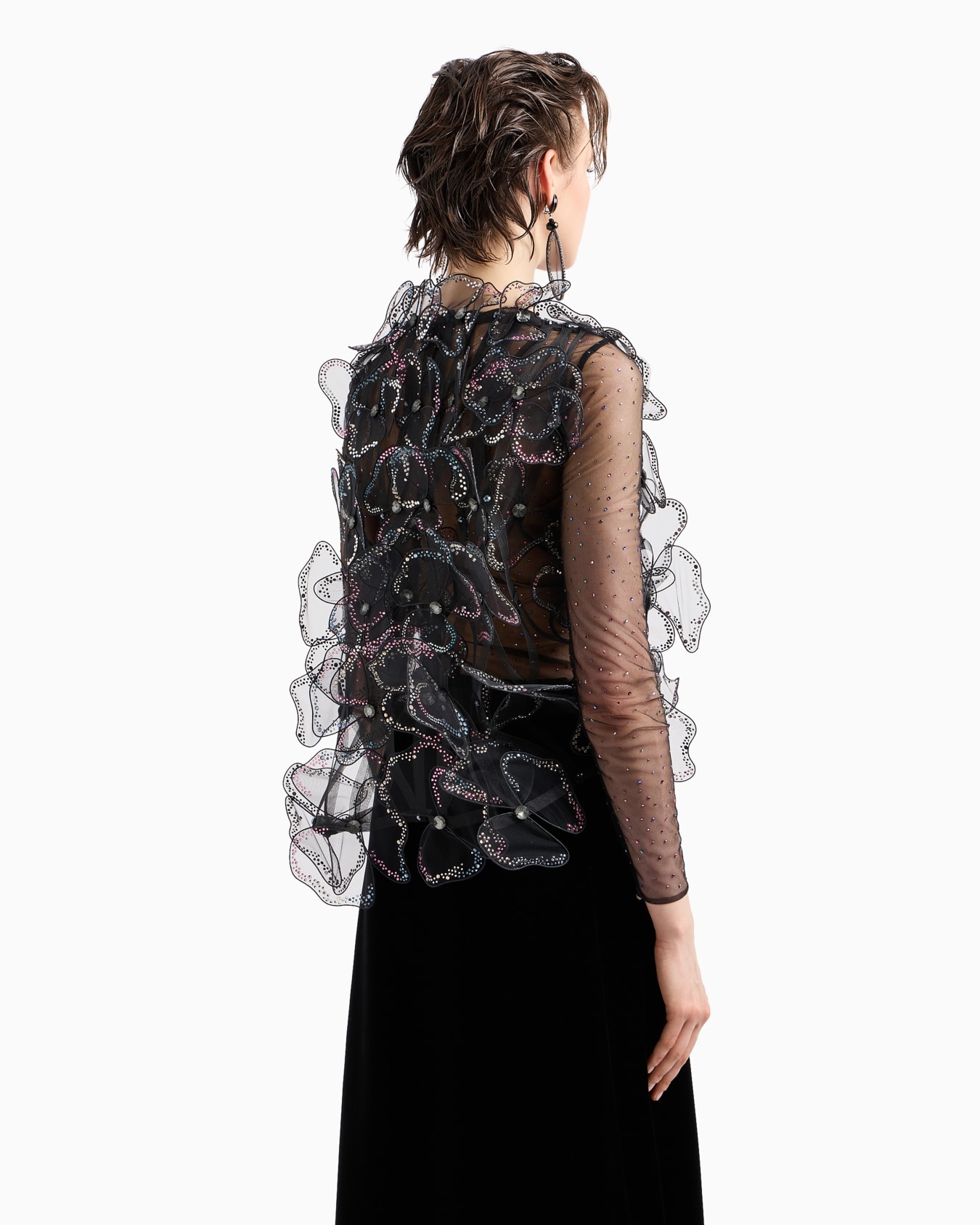 Tulle cape with applied flowers and Swarovski crystals Slide 2