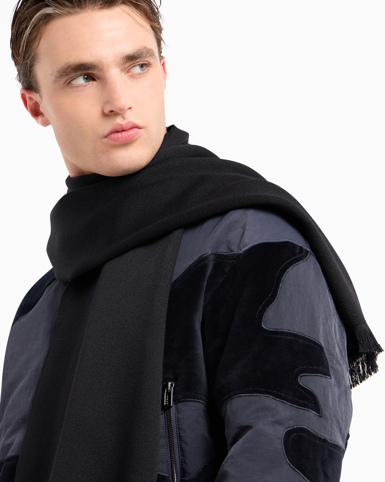Écharpe en laine avec inscription logo jacquard Diapositive 2