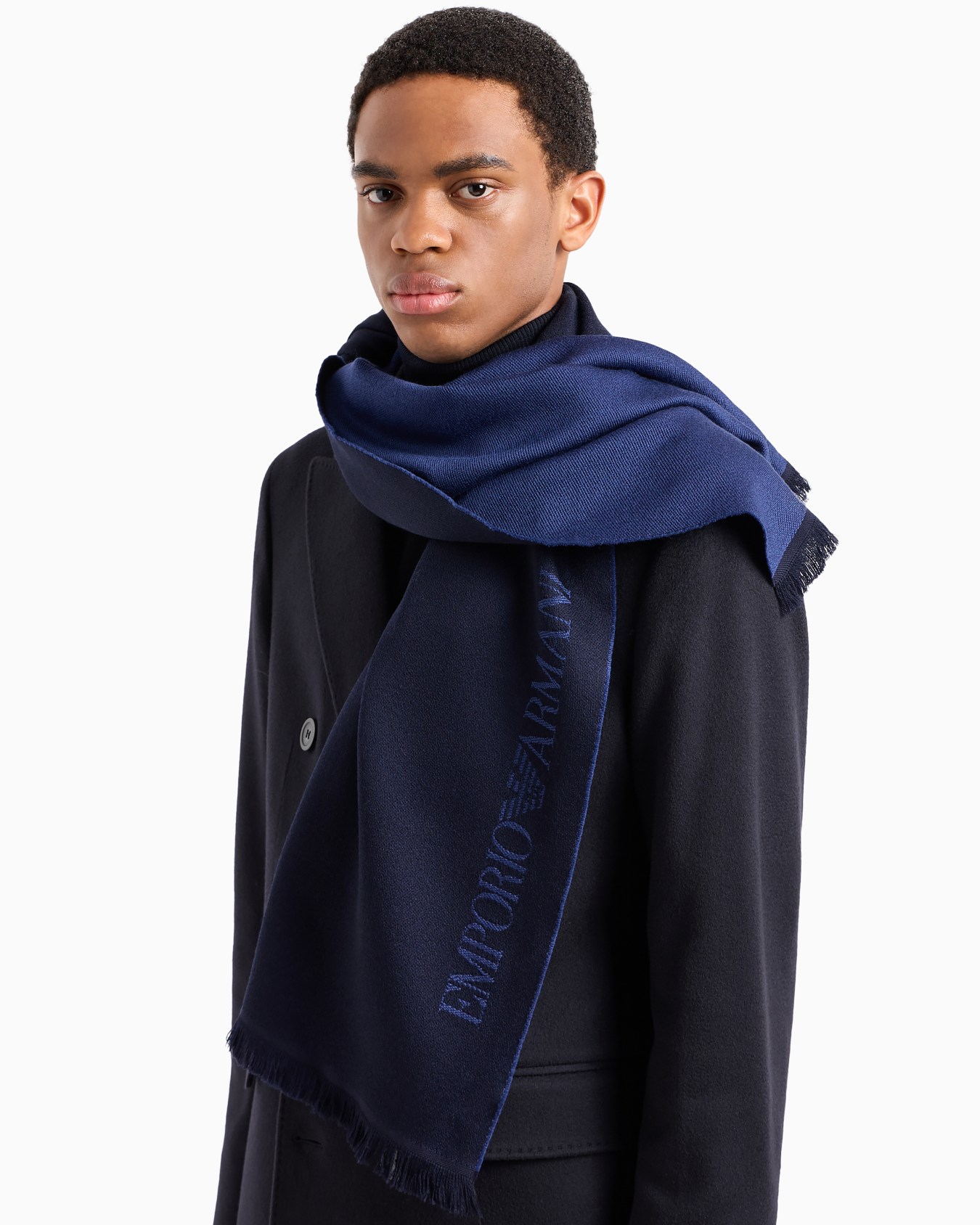 Écharpe en laine avec inscription logo jacquard Diapositive 2