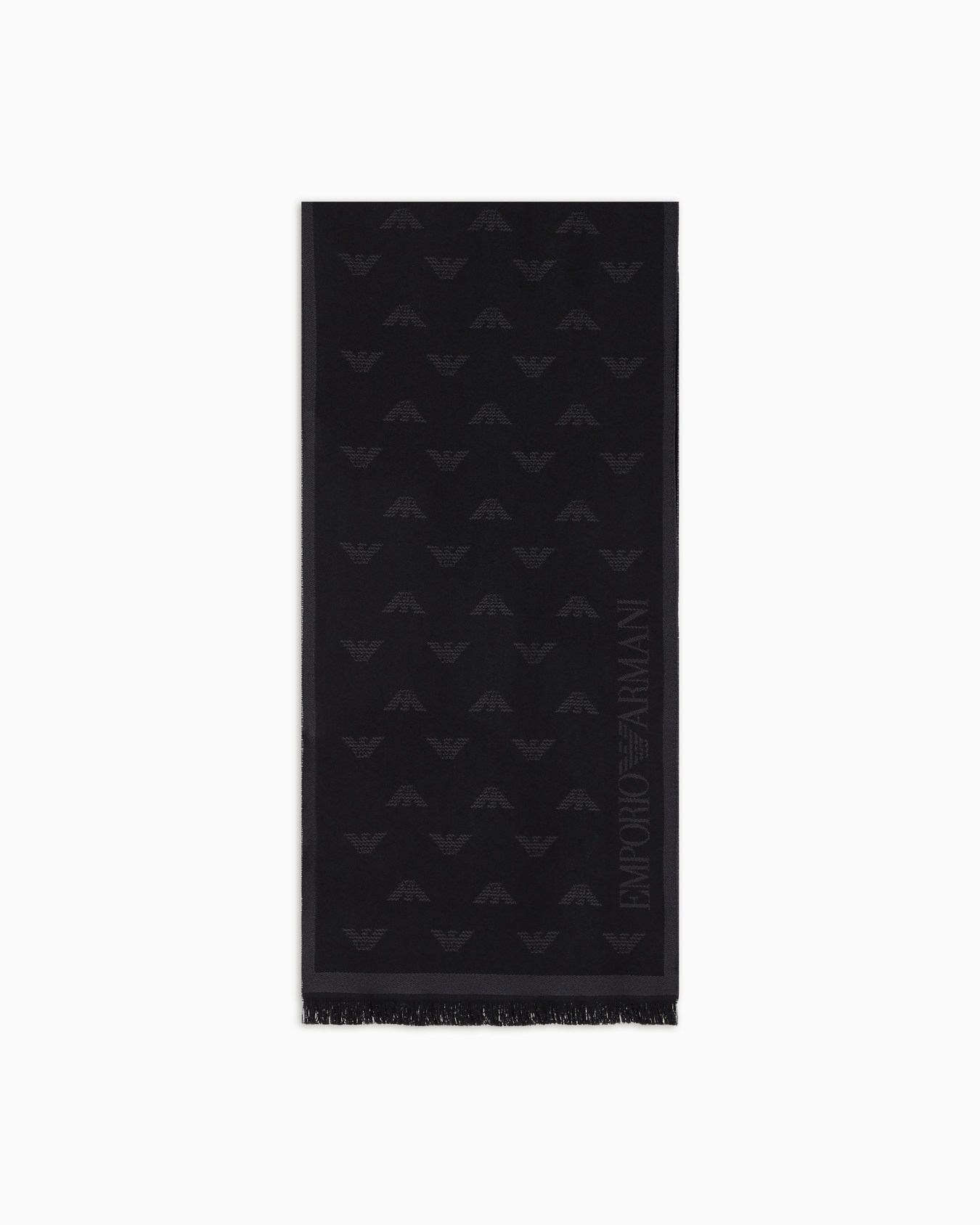 Wool scarf with all-over jacquard eagle Slide 0