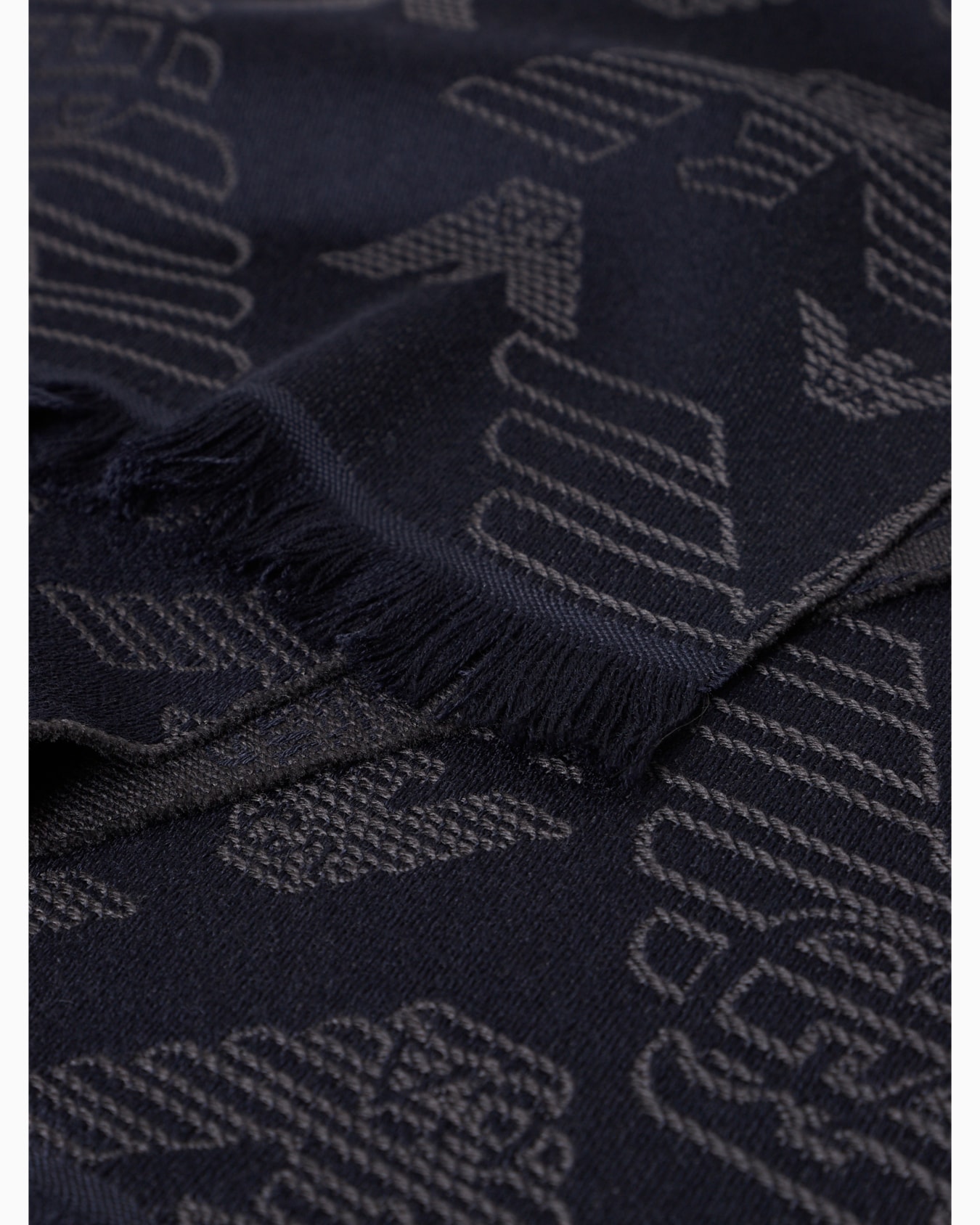 Wool scarf with all-over jacquard eagle Slide 1