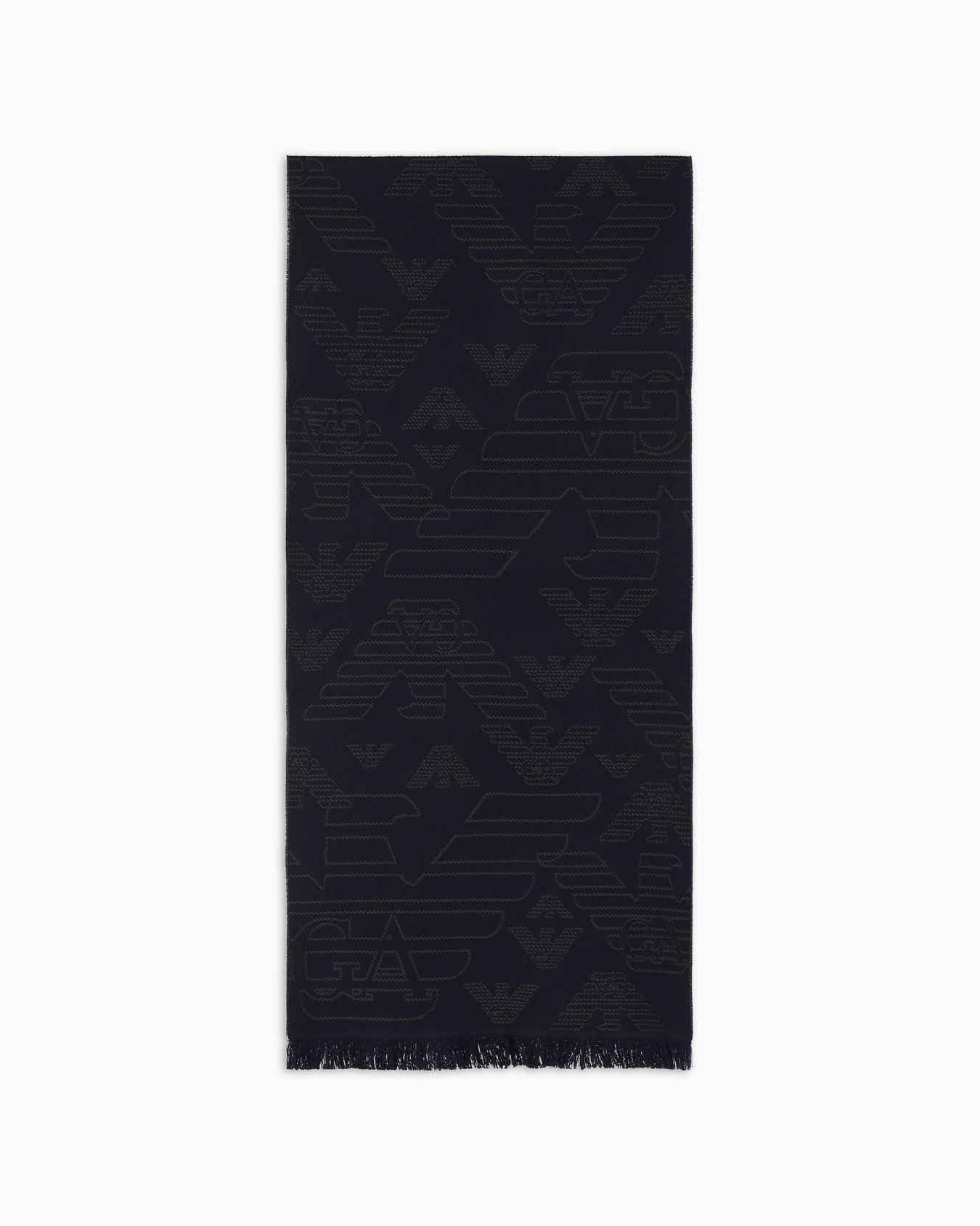 Wool scarf with all-over jacquard eagle Slide 0