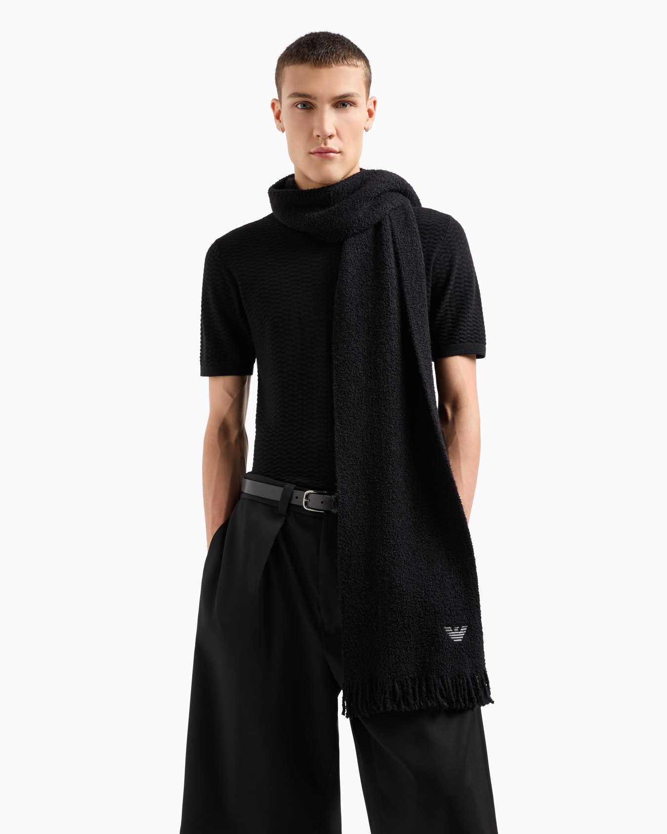 Fringed, brushed-fabric scarf Slide 2