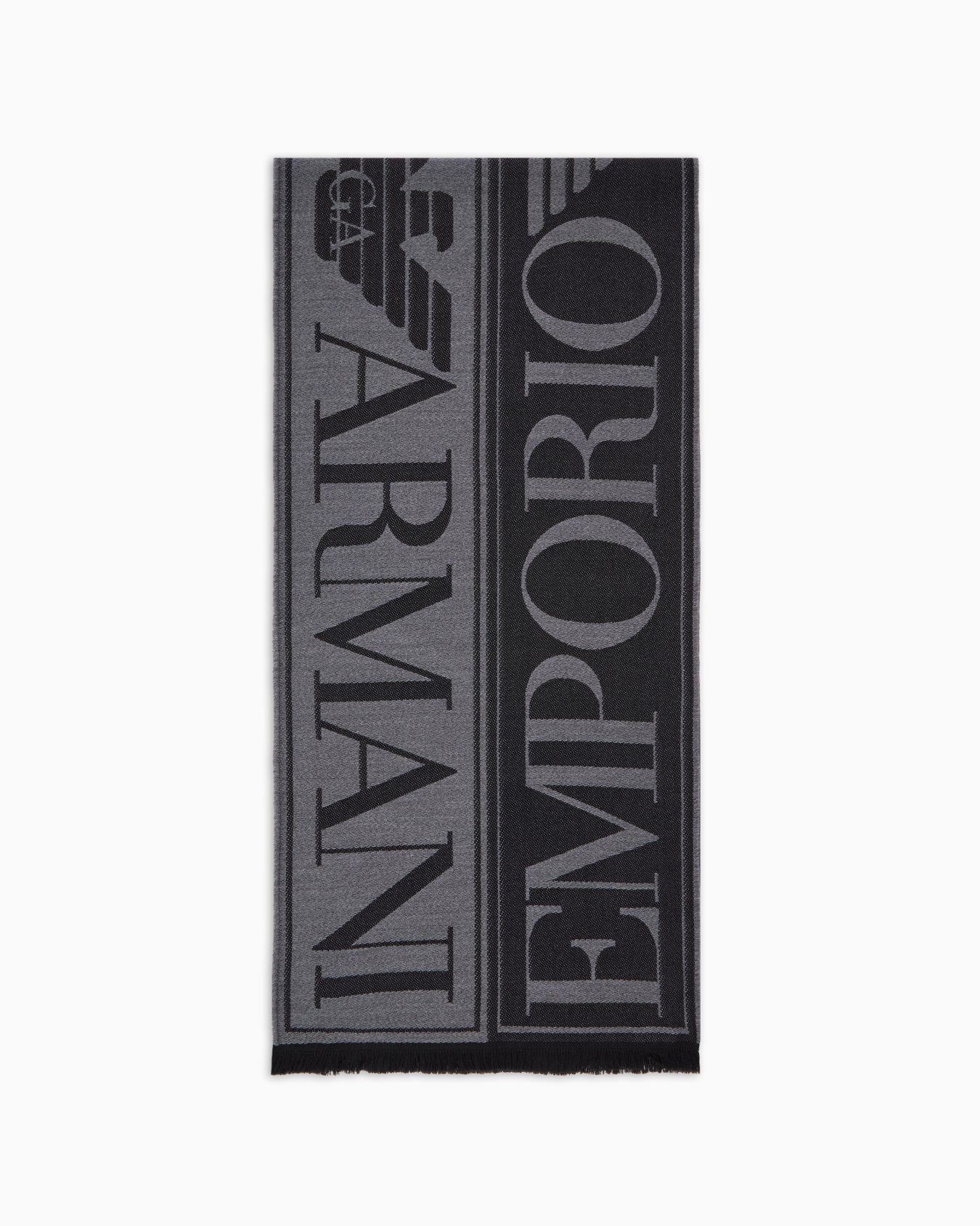 Schal aus Schurwolle in Jacquard-Stoff-Verarbeitung mit Maxi-Schriftzug Folie 0