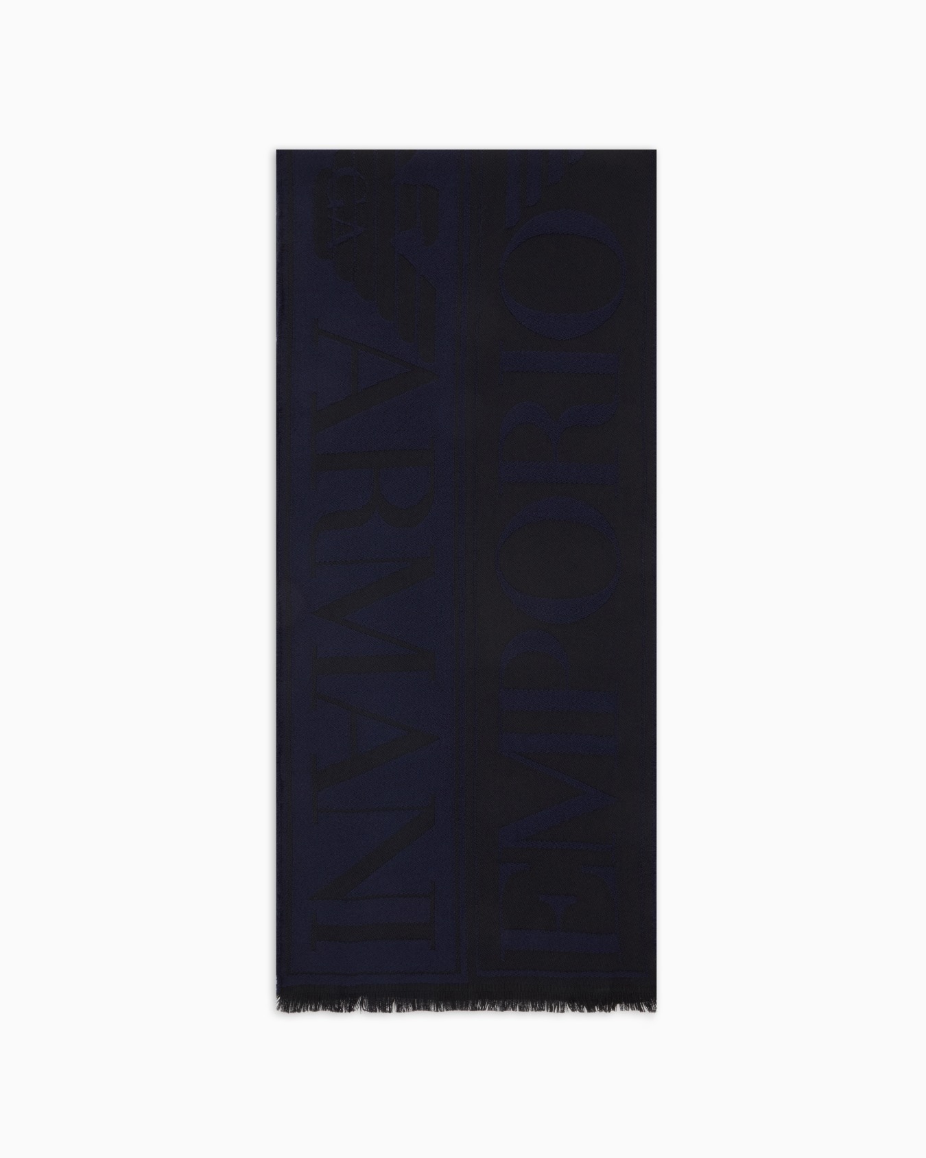 Schal aus Schurwolle in Jacquard-Stoff-Verarbeitung mit Maxi-Schriftzug Folie 0