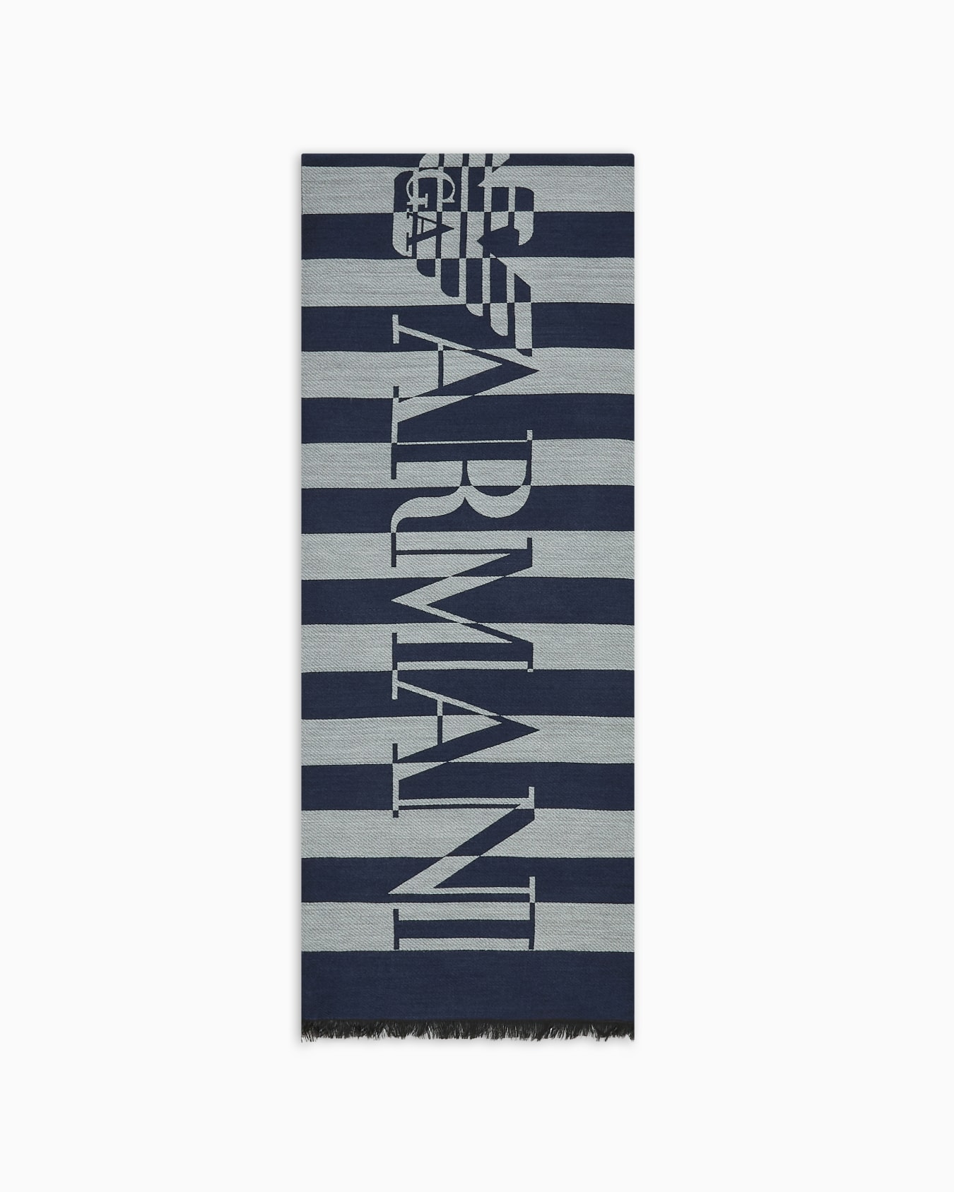 Striped modal-blend scarf with oversized logo Slide 0