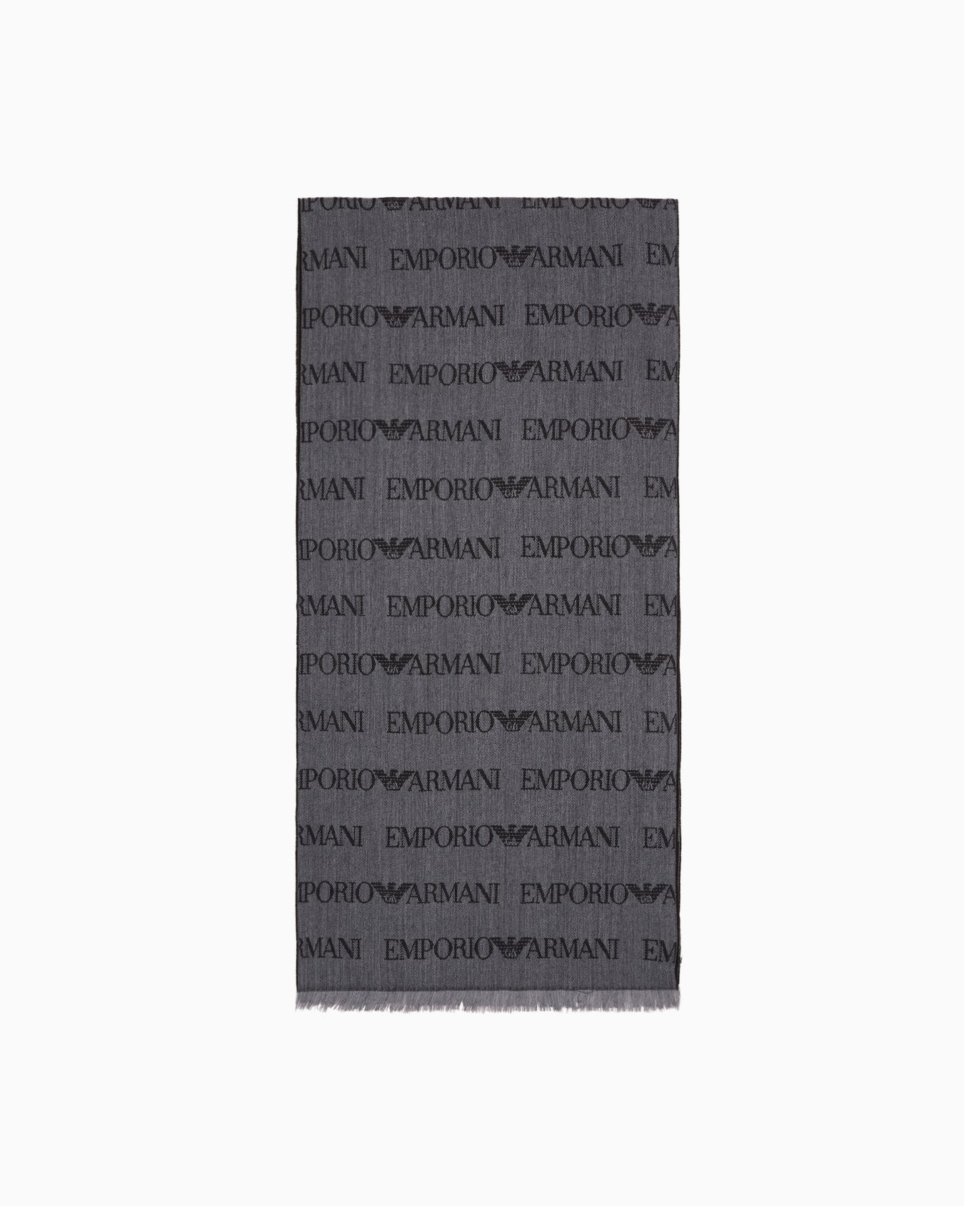 Bufanda de mezcla de lana virgen con inscripción de logotipo en tejido jacquard y flecos Diapositiva 0