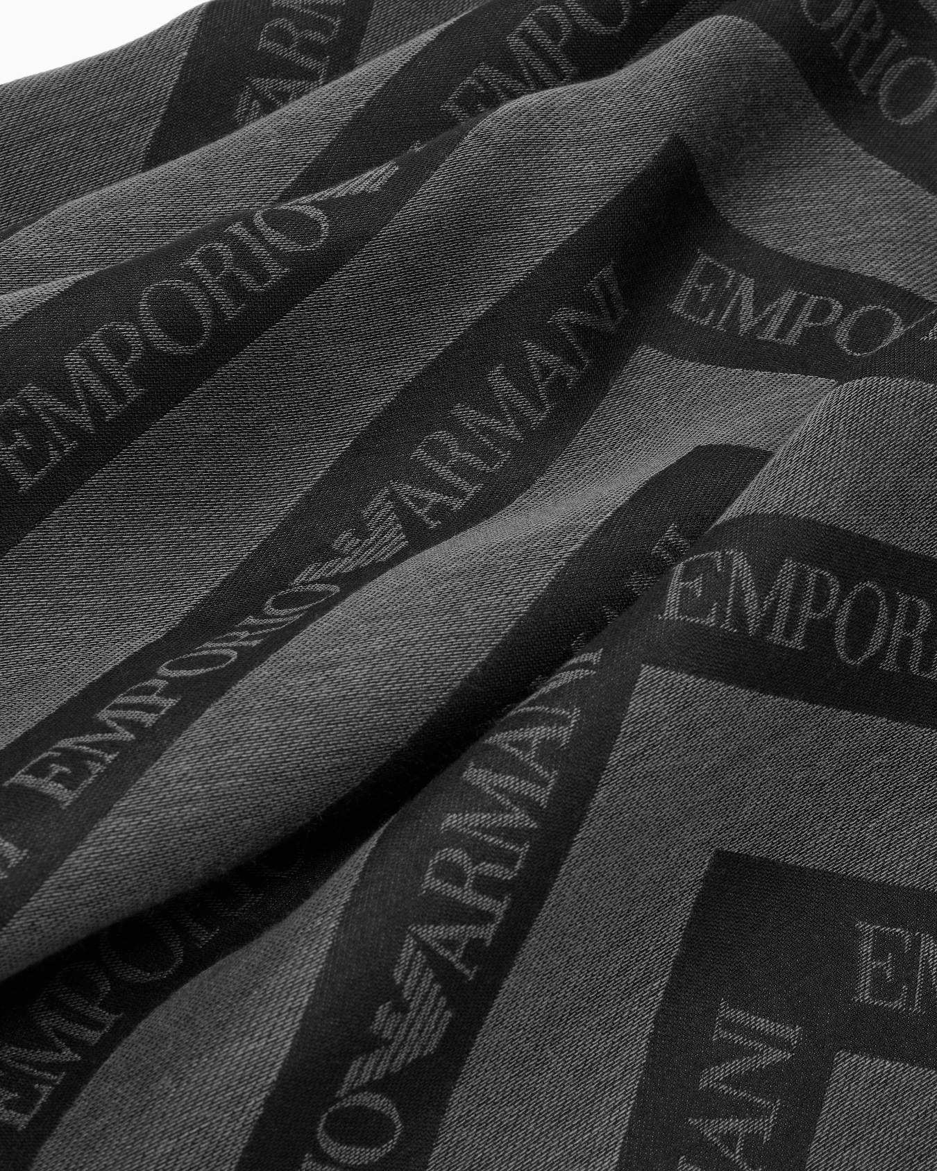 Jacquard modal-blend stole with diagonal logo motif Slide 1
