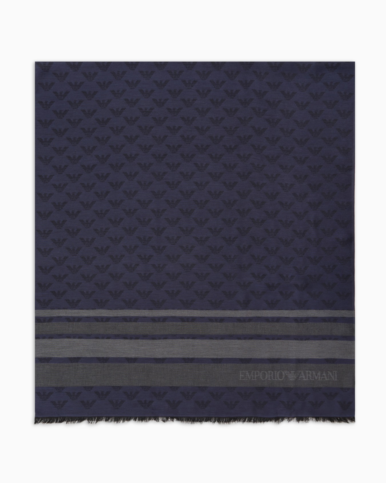 Étole en mélange modal et jacquard avec aigle all over Diapositive 0