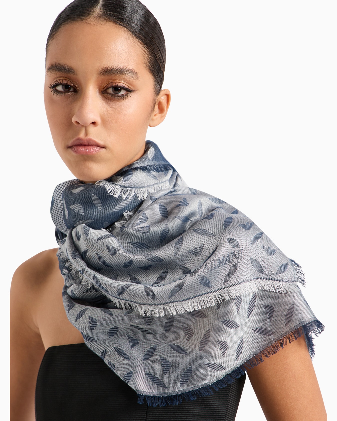Modal blend foulard with all-over micro-pattern Slide 2