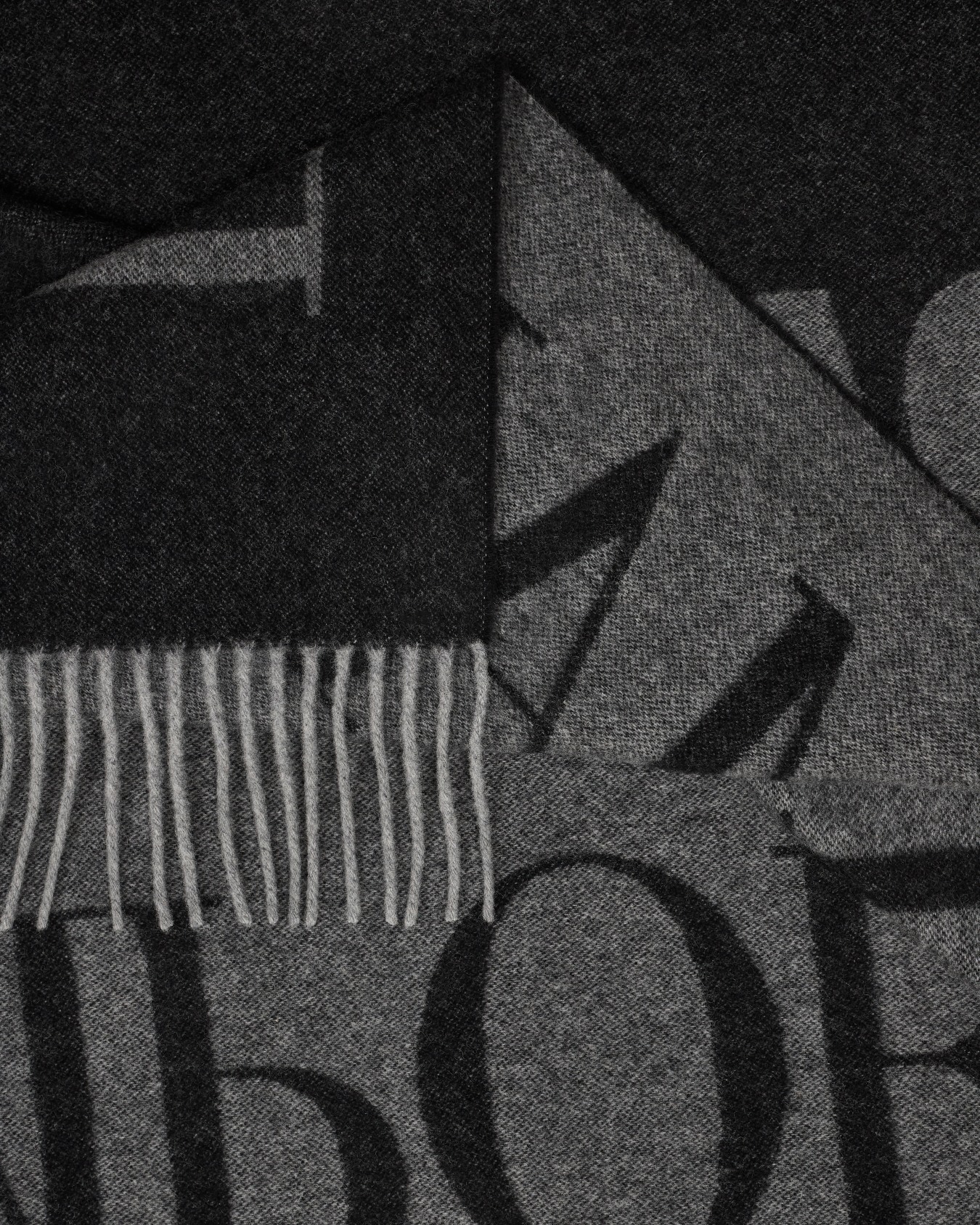 Grande écharpe double face en laine avec logo jacquard Diapositive 1