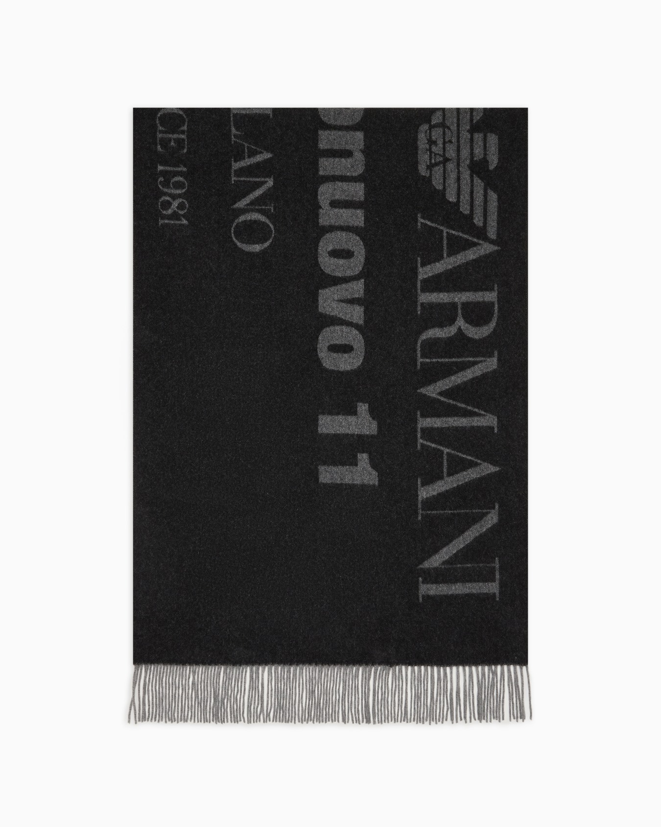 Grande écharpe double face en laine avec logo jacquard Diapositive 0