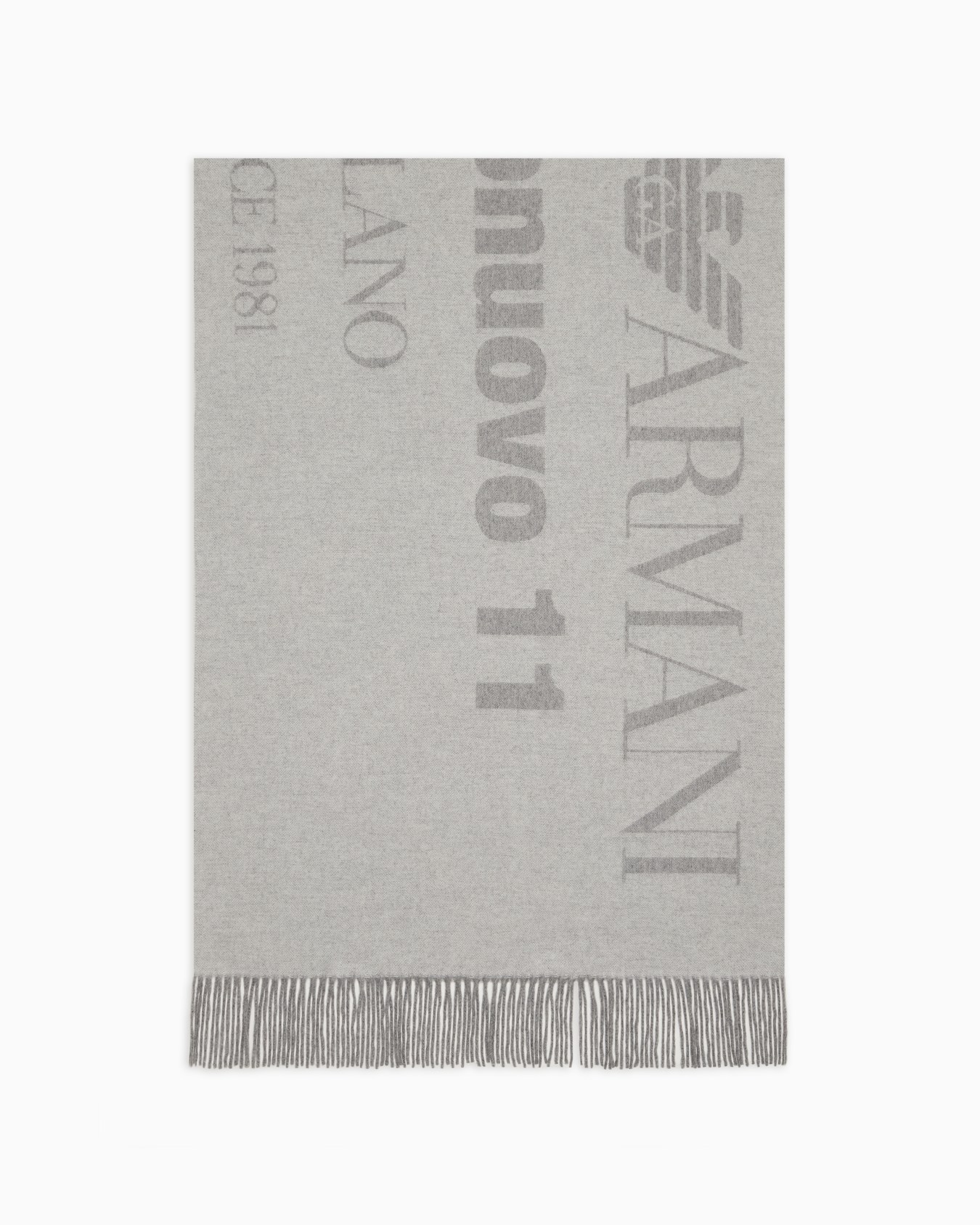 Maxi sciarpa double face in lana con logo jacquard Slide 0