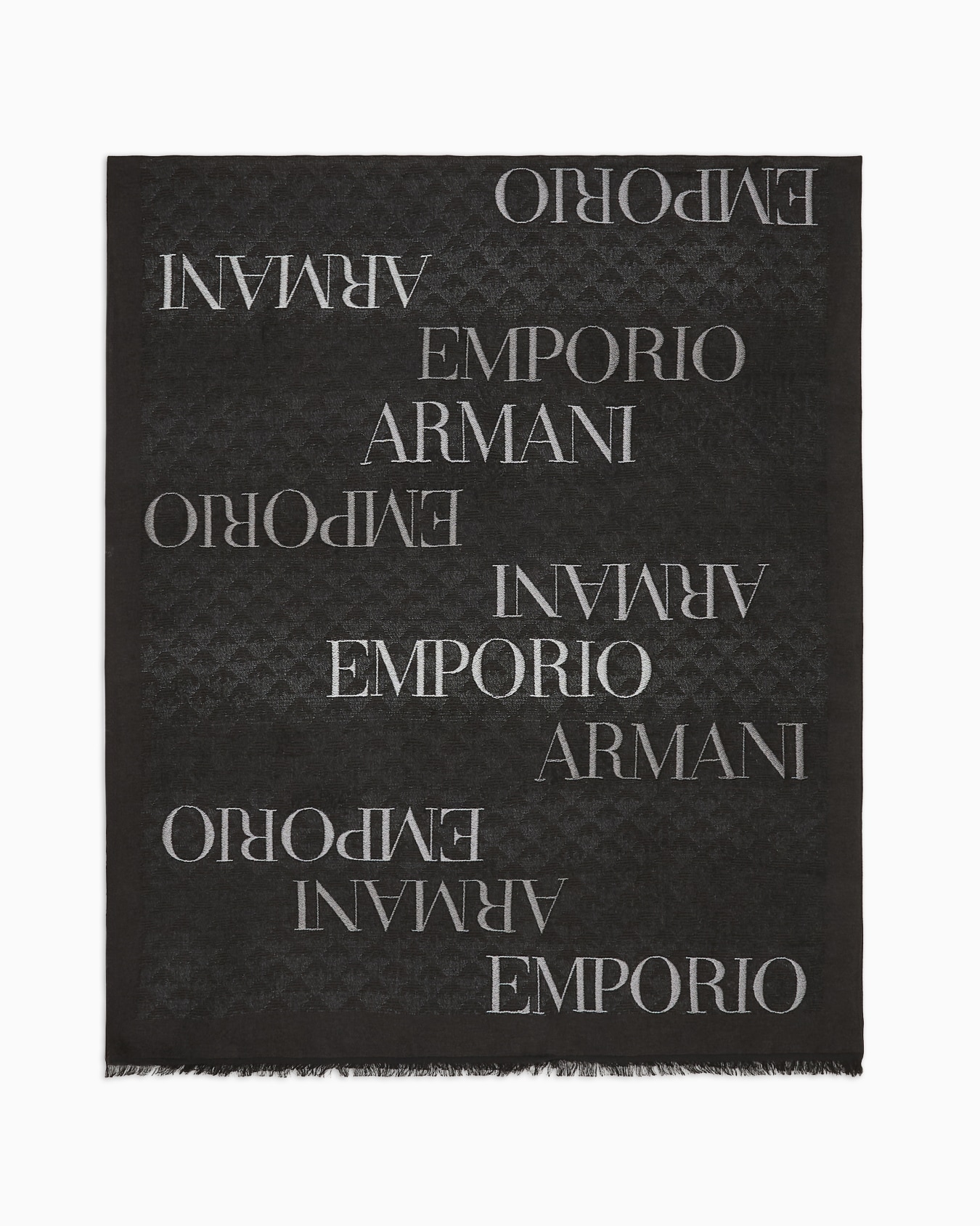 Double-sided jacquard viscose stole with all-over logo Slide 0